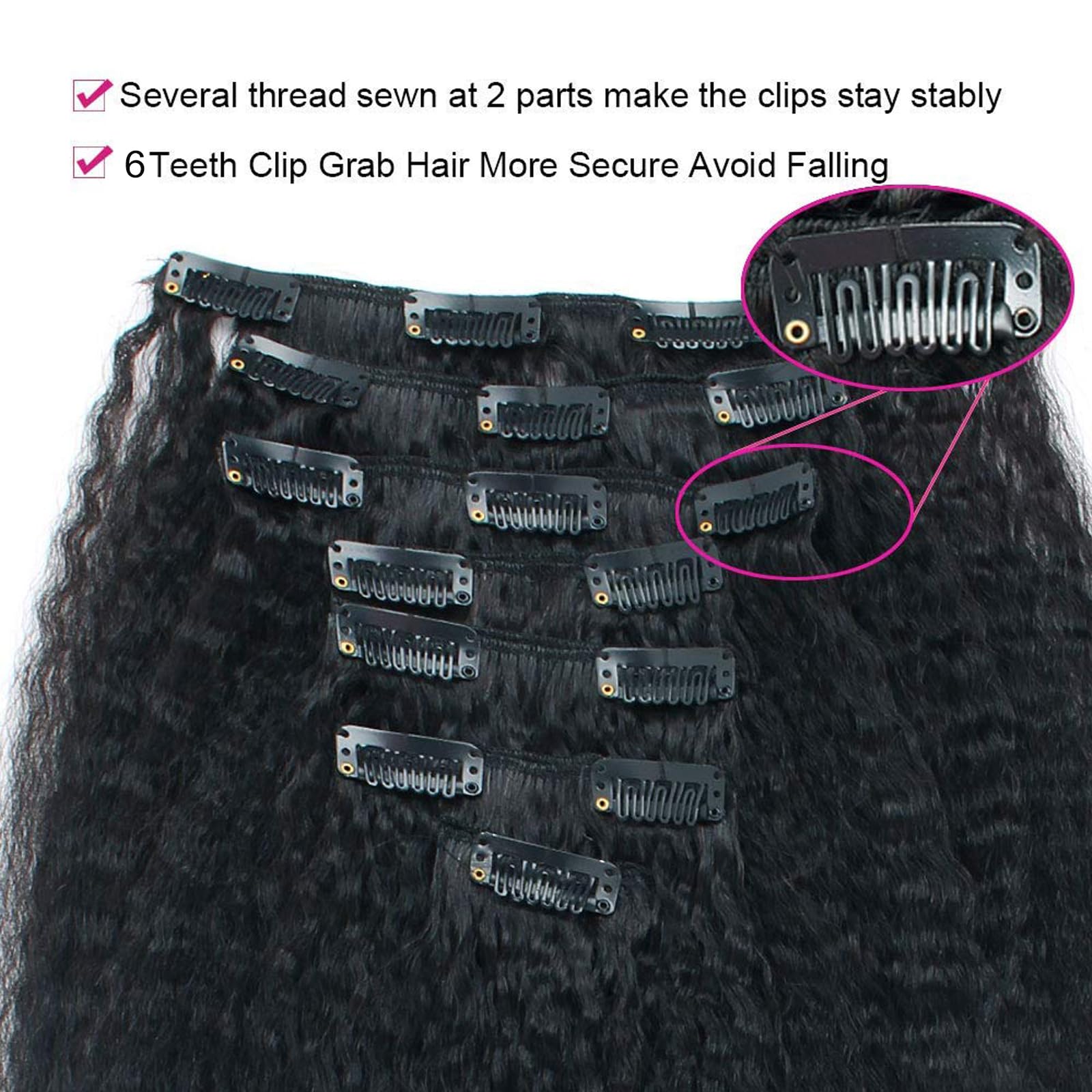 Lovrio Yaki Clip In Hair Extensions Human Hair Real Thick Straight Clip In Hair Extensions Human Hair For Black Women, Remy Soft