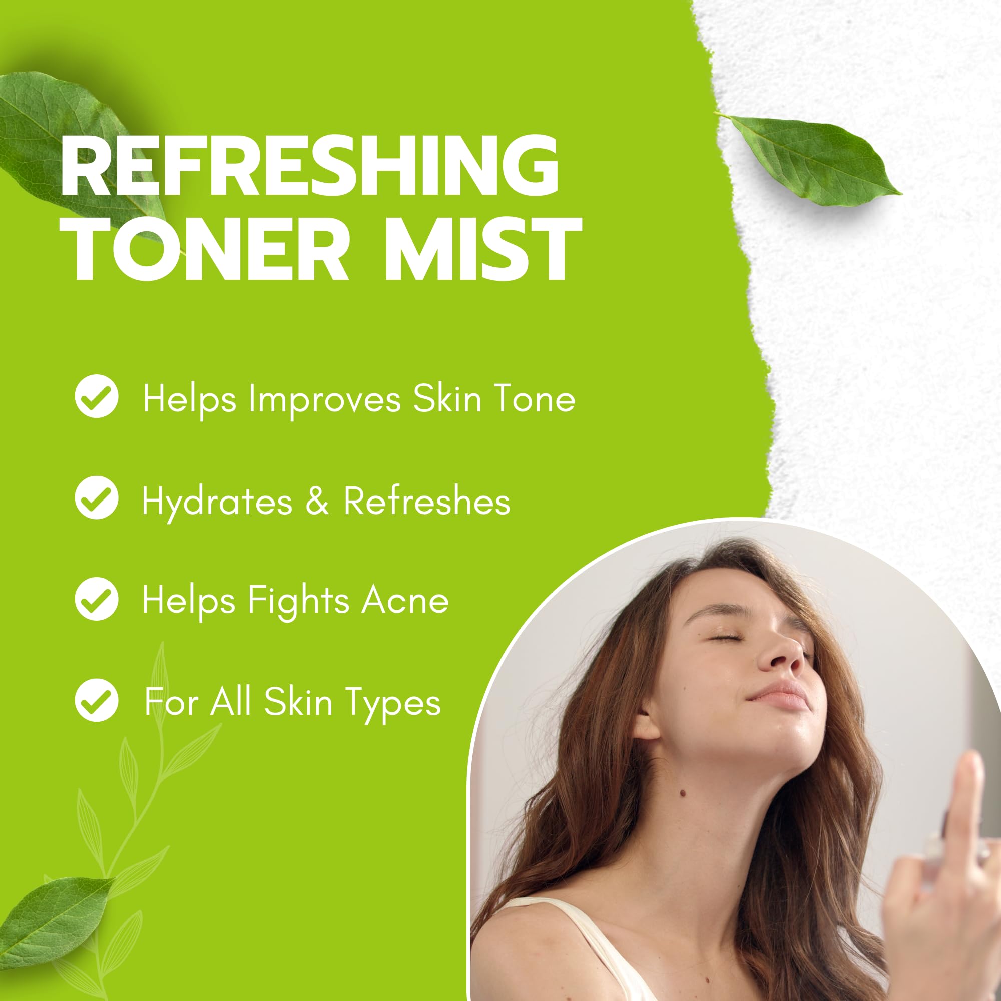 Hebepe Green Tea Matcha Facial Toner With Rose Petal, Refreshing, And Soothing Face Toner, With Rose Oil, Aloe Vera,120Ml