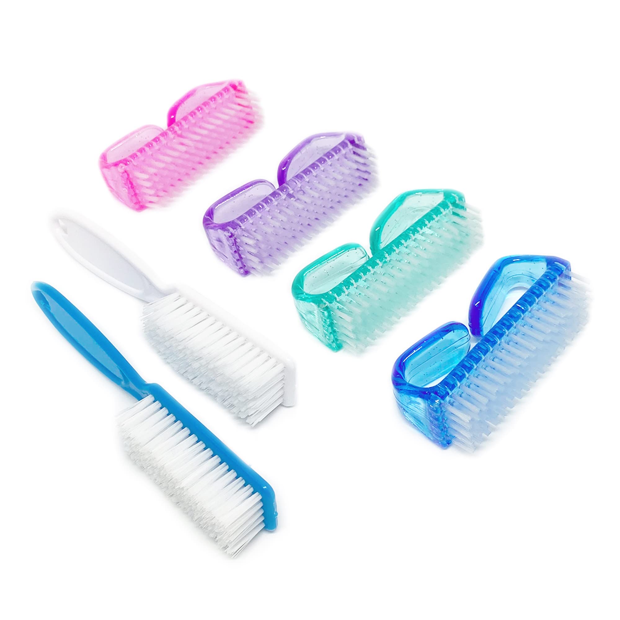 6 Pack Handle Grip Nail Cleaning Brush, Qeedy Fingernail Brush Cleaner Scrub Brush Kit For Toes Shower And Women & Men & Kids (C
