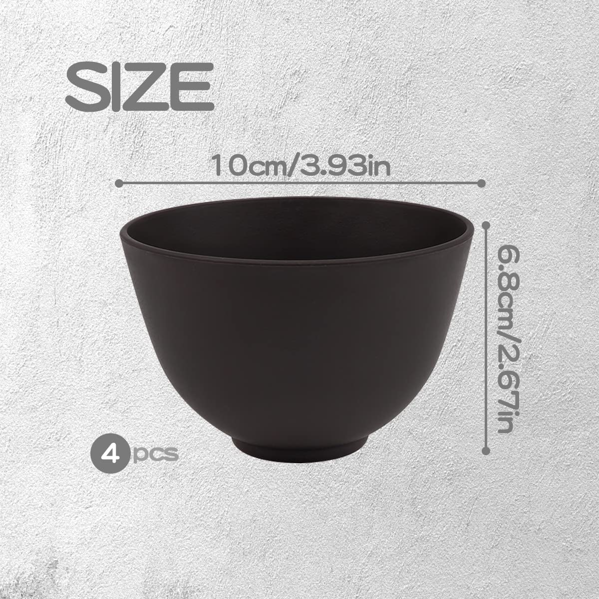 Fercaish 4Pcs Diy Face Mask Mixing Bowl, Microwavable Silicone Facial Mud Bowl Cosmetic Beauty Tool For Home Salon(Black)