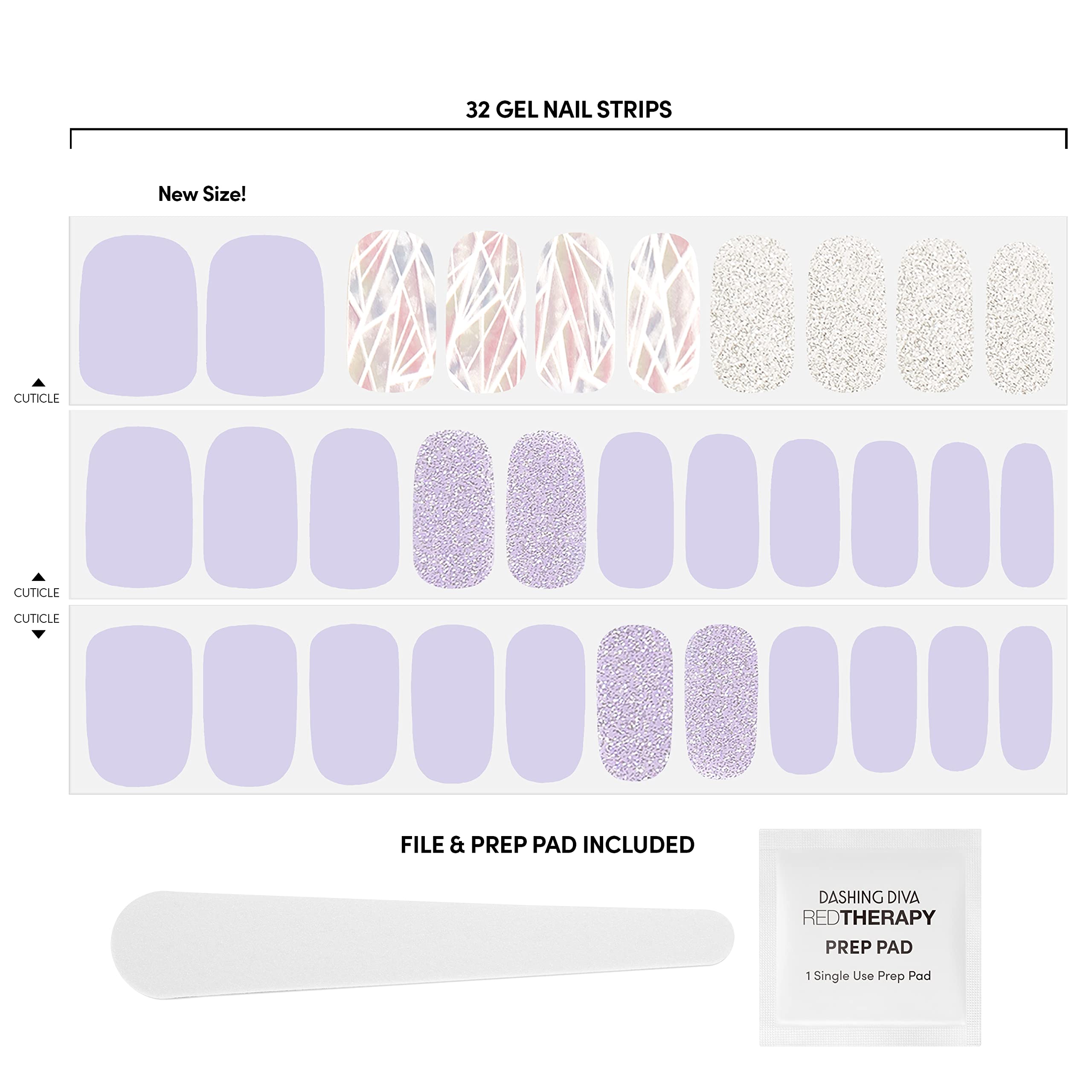 Dashing Diva Gloss Nail Strips - Gleam Queen | Uv Free, Chip Resistant, Long Lasting Gel Nail Stickers | Contains 32 Nail Wraps,