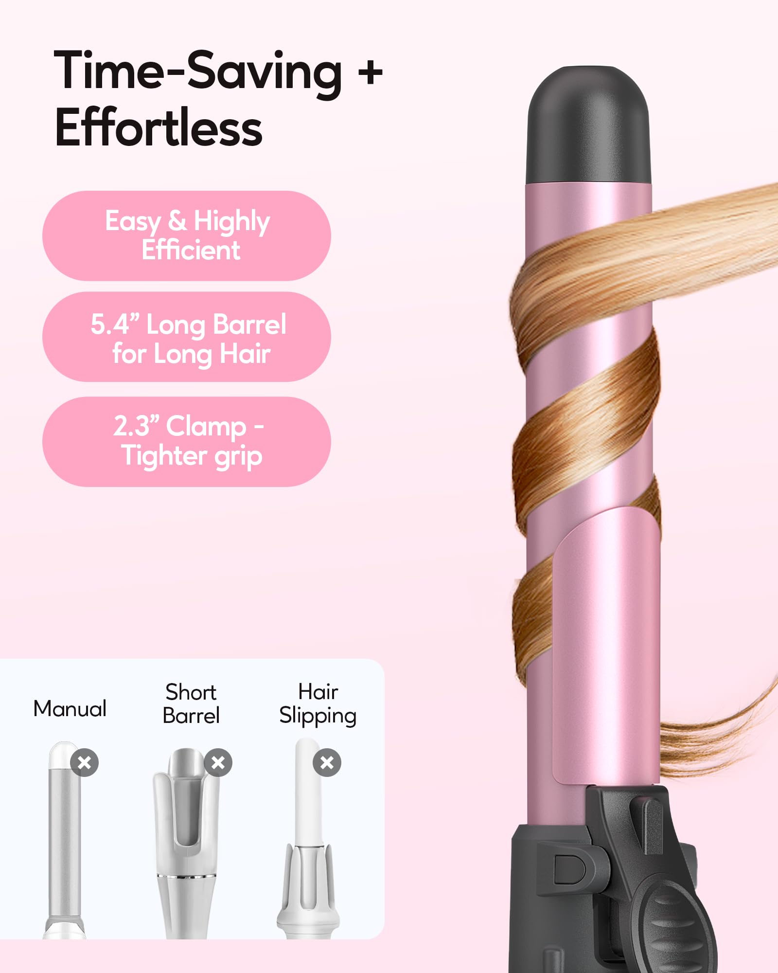Wavytalk 1 Inch Rotating Curling Iron - Get Effortless Waves With Self Rotating Barrel Up To 430F With Home Button, Dual Voltage