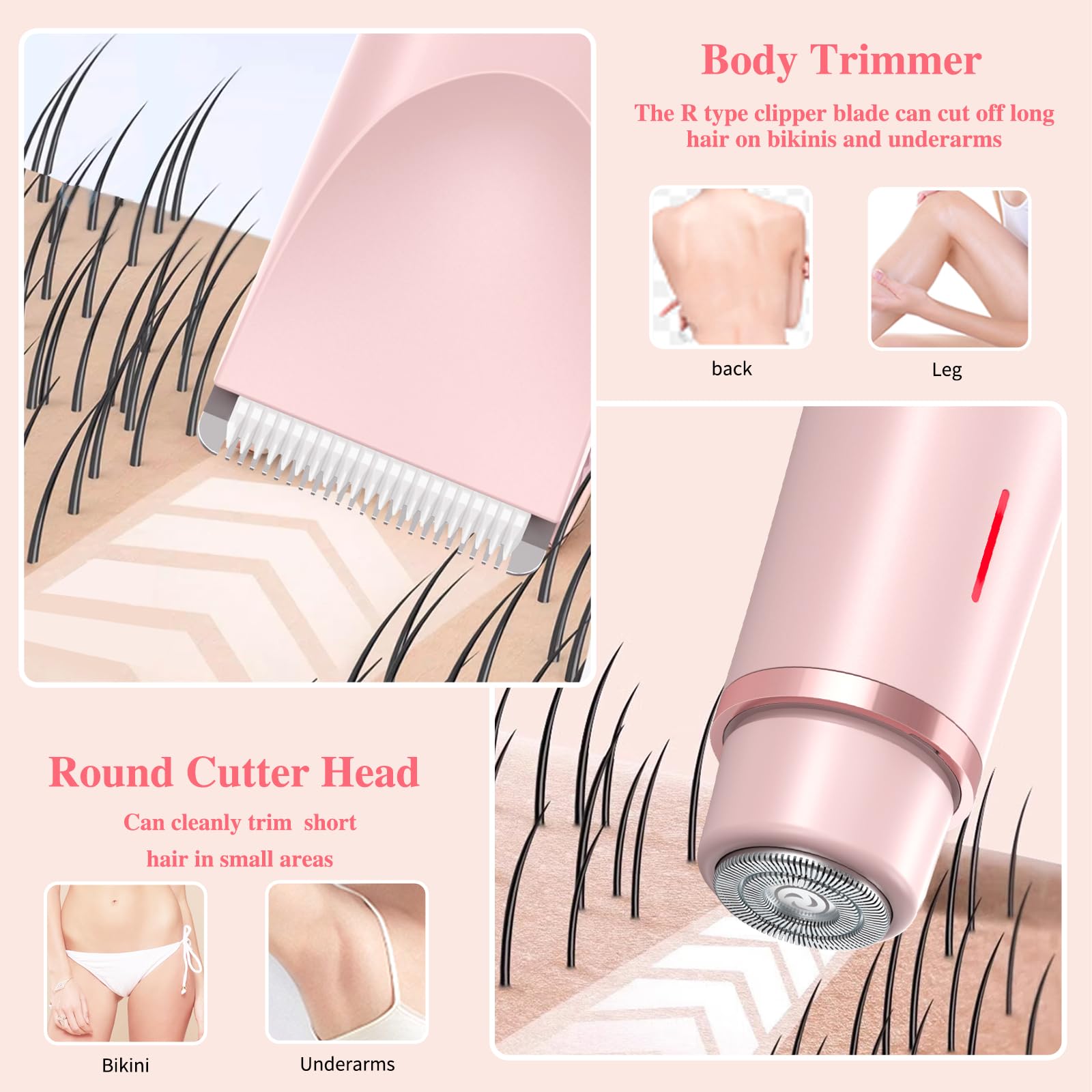 Riyuetan Bikini Trimmer For Women Electric Razors For Women, Double Head Dual Purpose Hair Trimmer Women Ipx7 Waterproof Wet & D