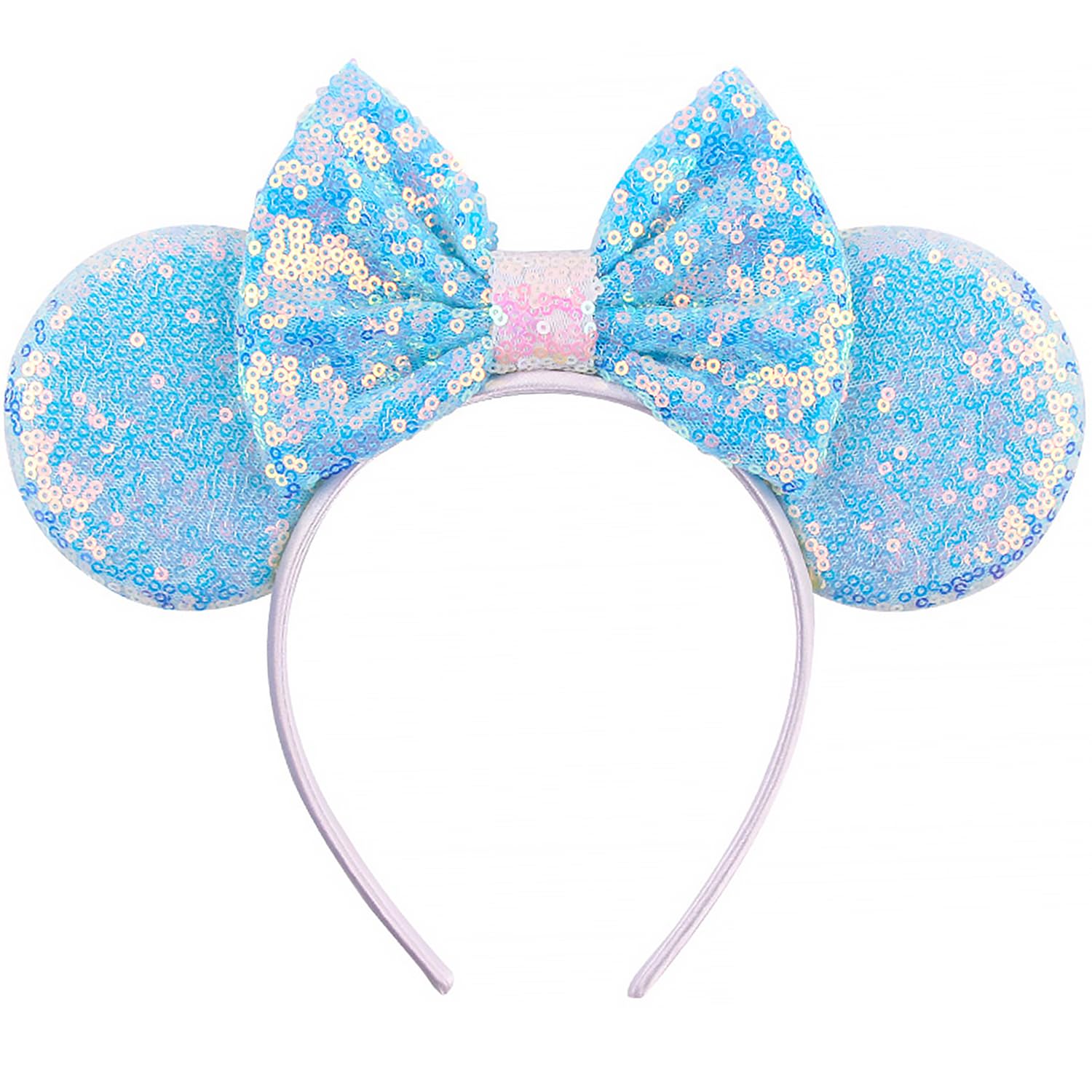 MADO Light blue Mouse Ears Headband for Women, Girls, and Kids, Adults unisex, Hairband, Party Decoration, Park Essentials, Prin