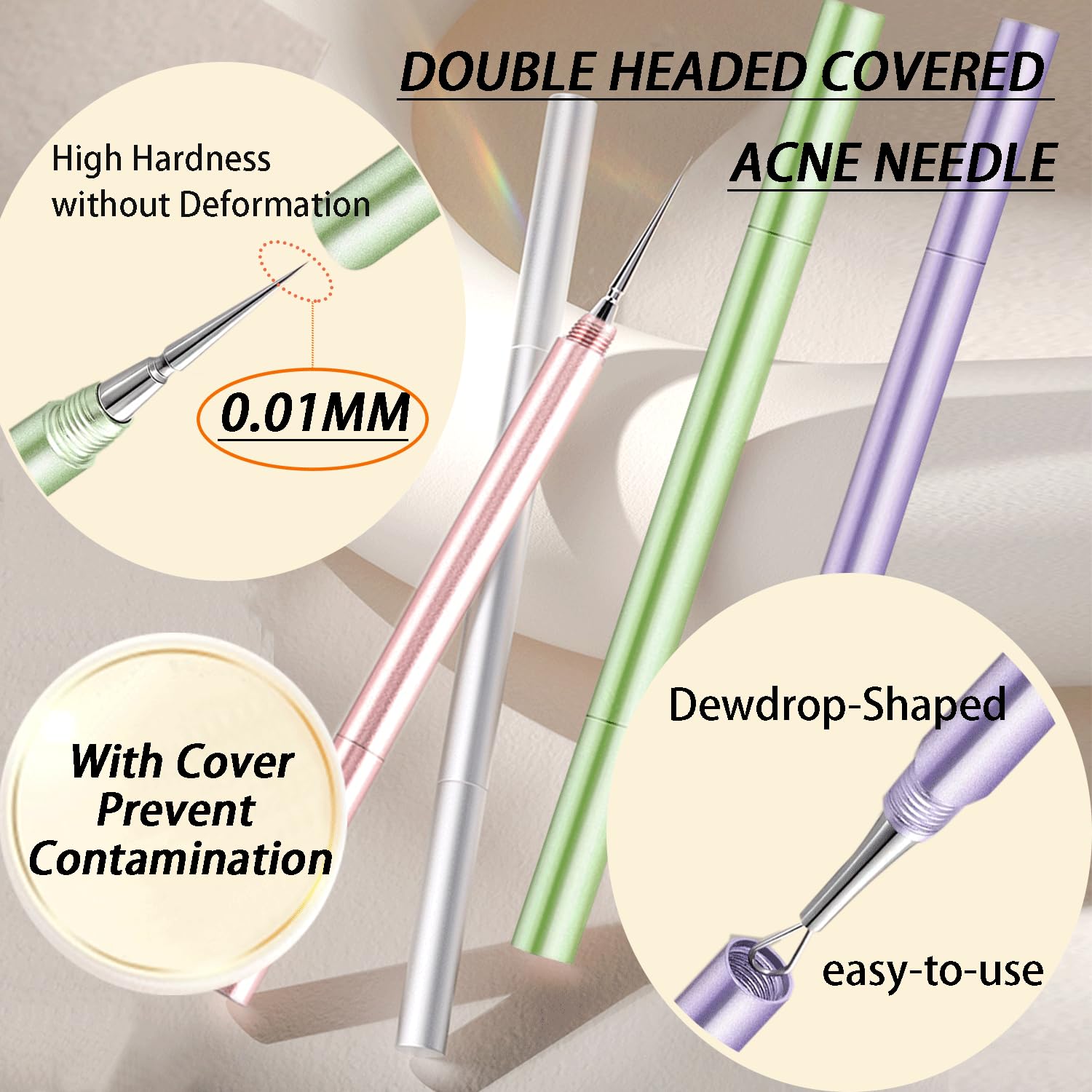 2-In-1 Professional Stainless Steel Acne Removal Needle, Whitehead&Blackhead Remover Tool, Pimples Comedone Extractor Removal To