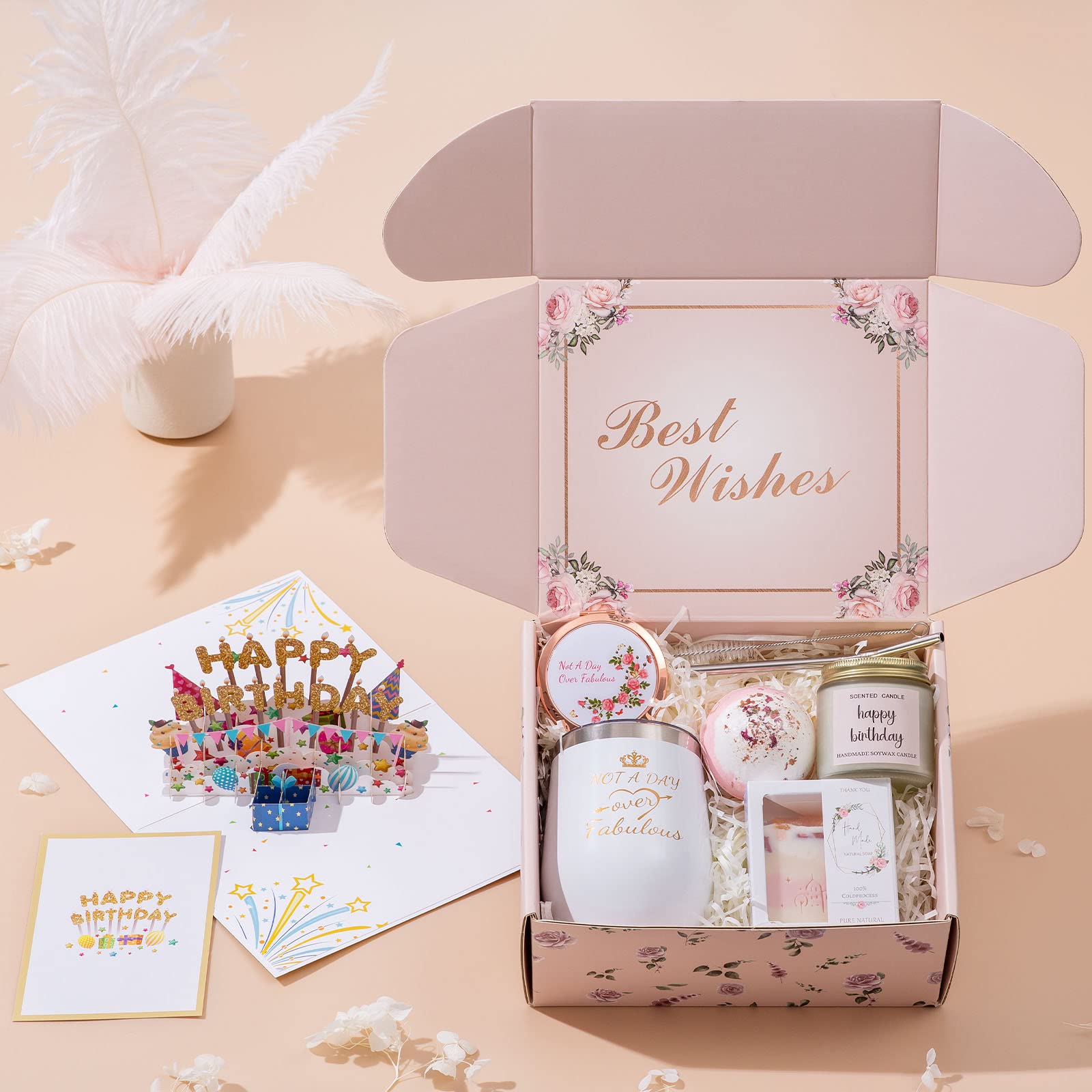 Birthday Gifts For Women, Happy Bath Set Relaxing Spa Gift Baskets Ideas For Women, Her, Mom, Sister, Female Friends, Coworker,