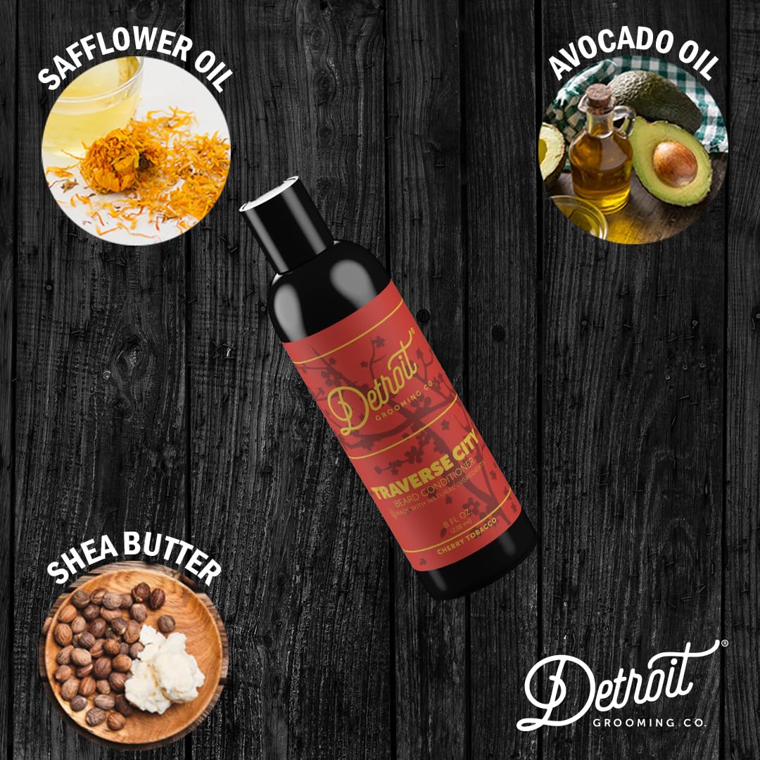 Detroit Grooming Co. Beard Conditioner For Men With Argan Oil & Cocoa Seed Butter - Softener, Detangler, Hydrating Conditioner &