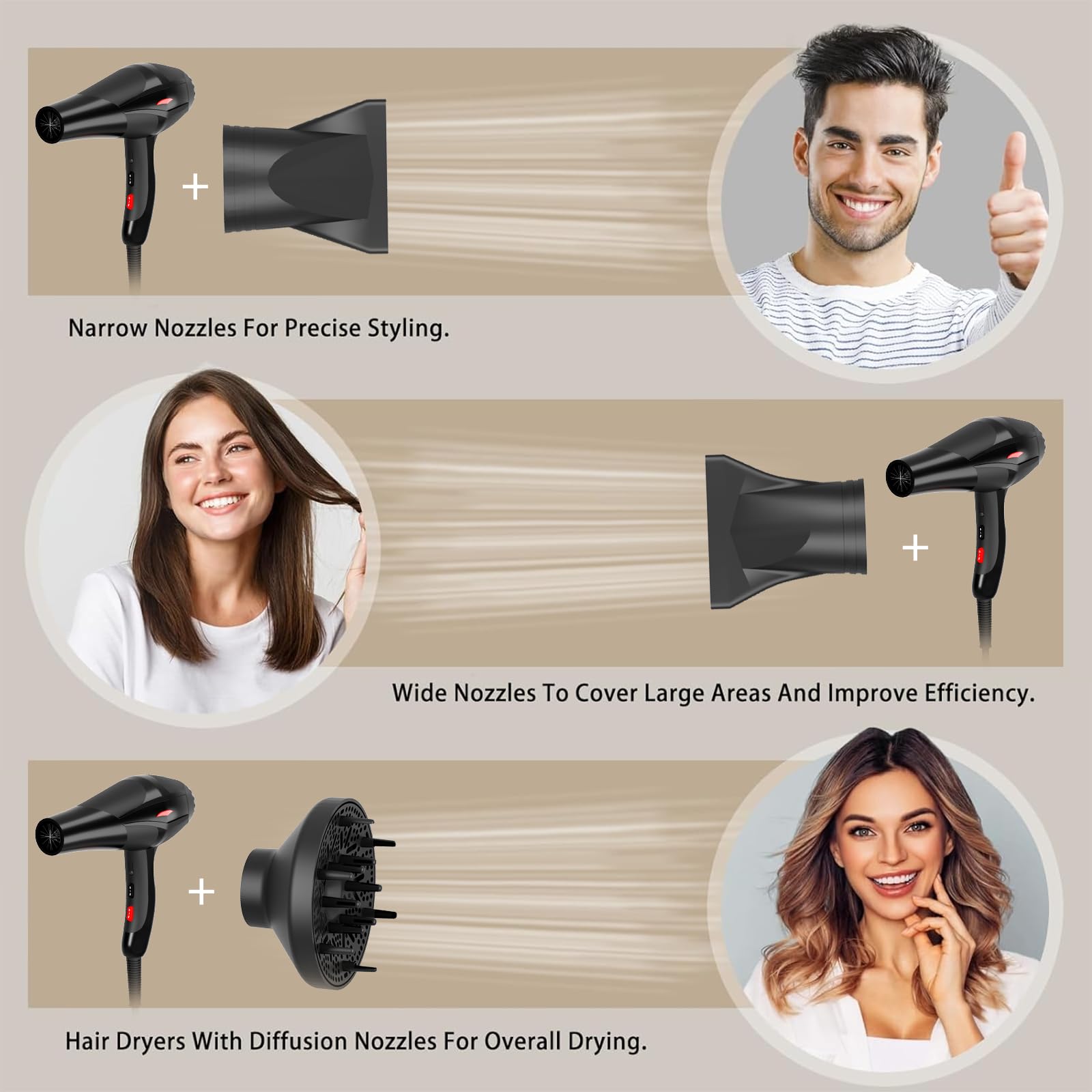Hair Dryer Professional Ionic Salon Hair Dryer 2400W Powerful Fast-Drying Blue Light Ionic Hair Dryers With Diffuser, Ac Motor C