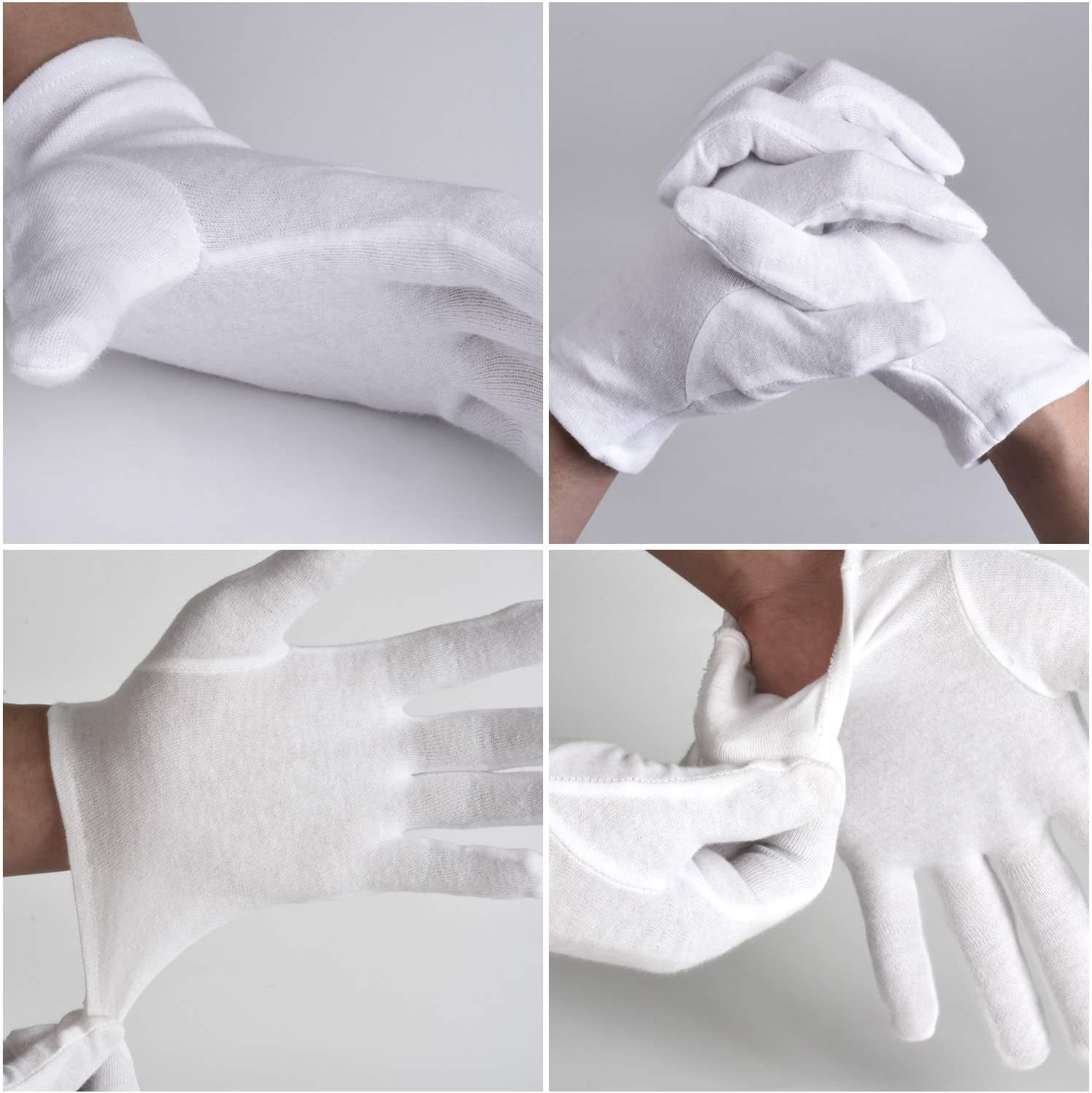 100% Cotton Gloves, 3 Pairs White Cotton Gloves For Women Dry Hands Eczema Serving - Archival Coin Jewelry Inspection Gloves(3 P