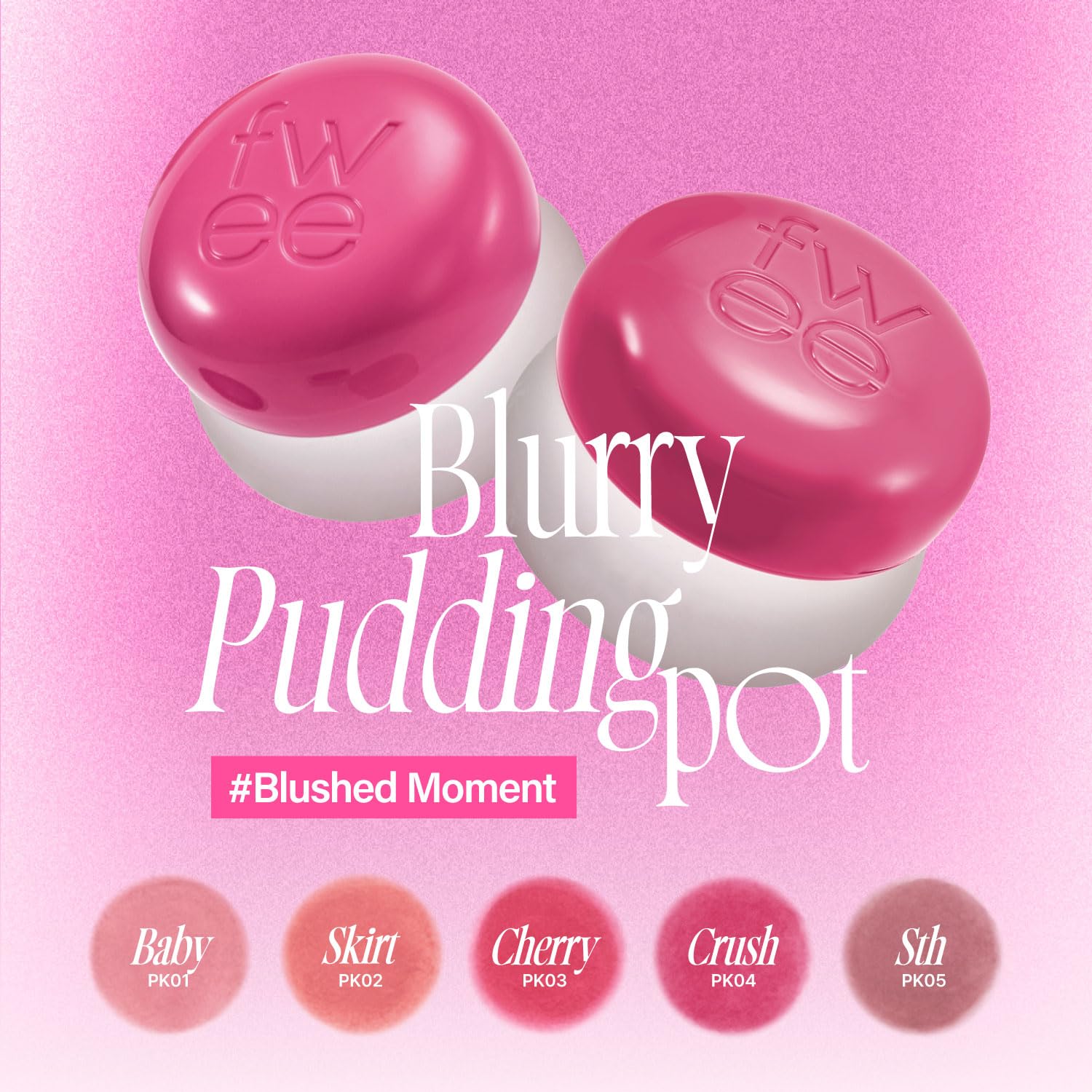 Fwee Lip&Cheek Blurry Pudding Pot | Blushed Moment - Skirt | Makeup Blush, Buildable Lightweight, Multi-Use Soft Matte Finish |