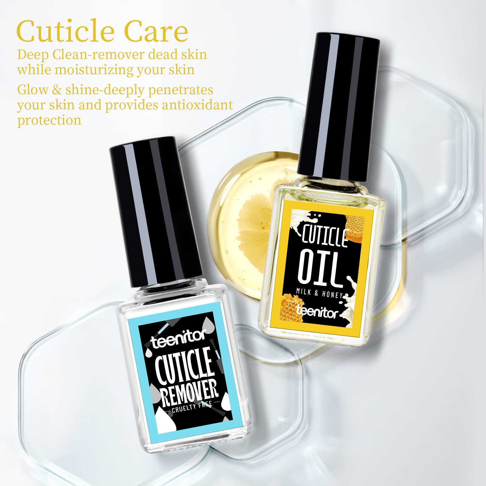 Teenitor Cuticle Remover Cuticle Remover Kit, Nail Care Kit With Cuticle Remover Cuticle Oil Nail File Nail Buffer Cuticle Pushe