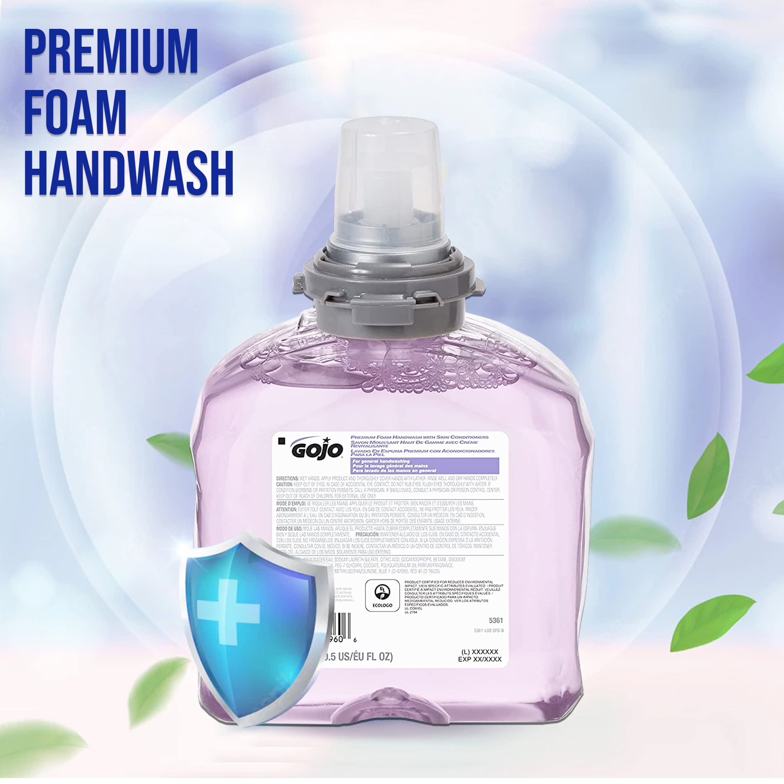 Gojo Premium Foam Handwash With Skin Conditioners, Cranberry Scent, Ecologo Certified, 1200 Ml Foam Hand Soap Refill Tfx Touch-F