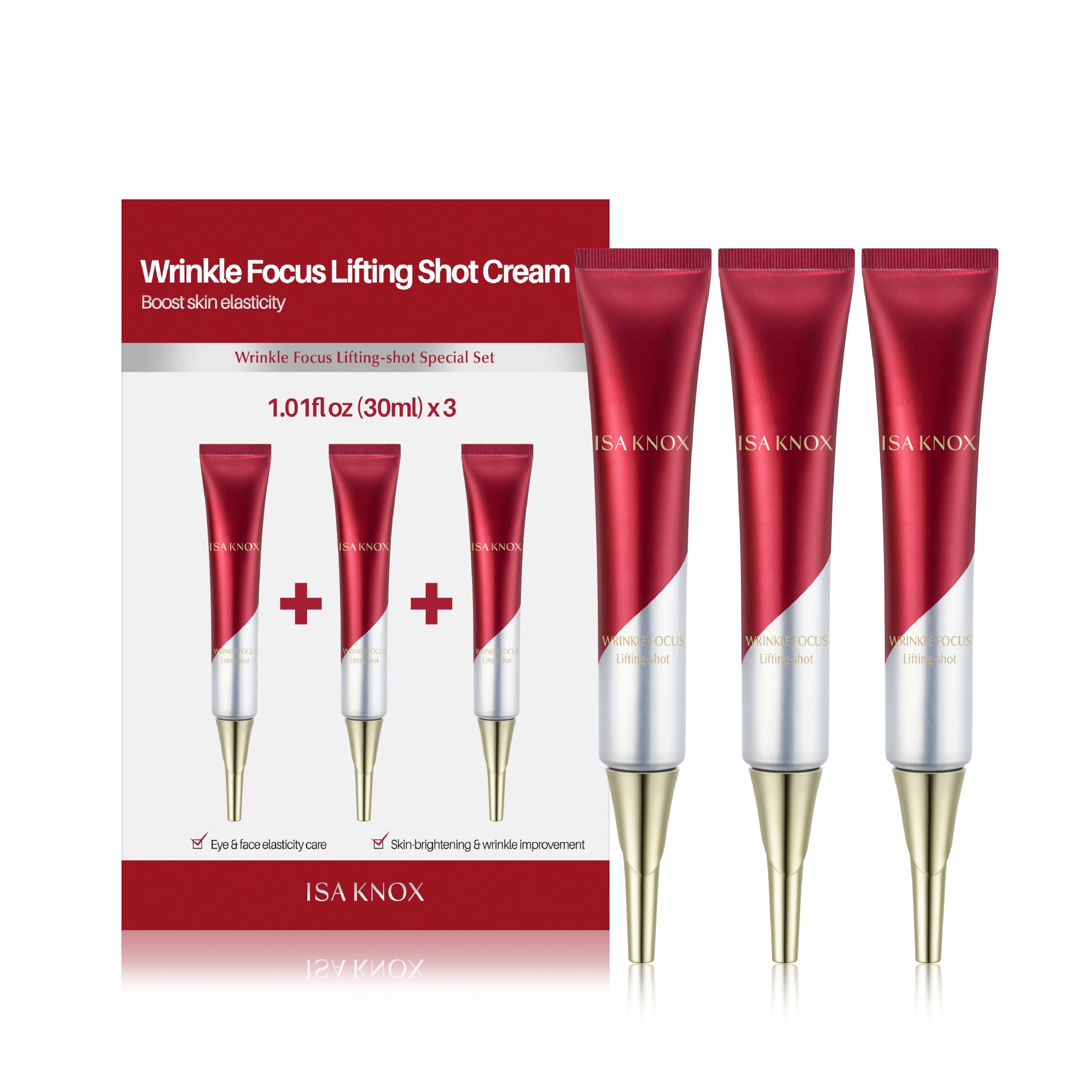 Isa Knox Wrinkle Focus Firming Eye Cream Set (3.1Fl Oz, Pack Of 3) - Korean Skin Care. Powerful Moisturizer For Fine Lines, Elas