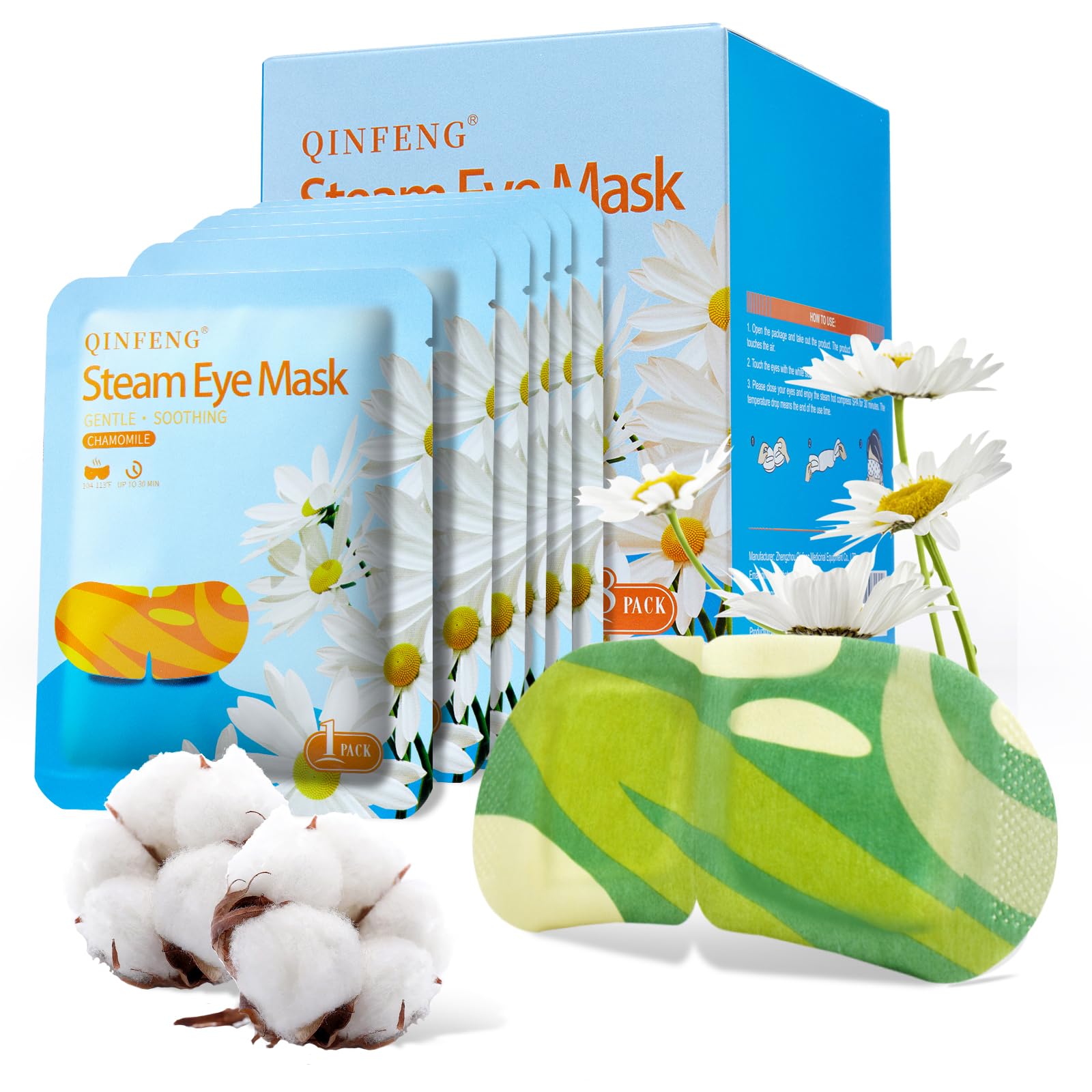 QINFENG 18 Packs Steam Eye Masks for Dry Eyes Warm Eye Mask Heated Eye Mask Reduce Puffiness Dark Circles Travel Essentials Eye 