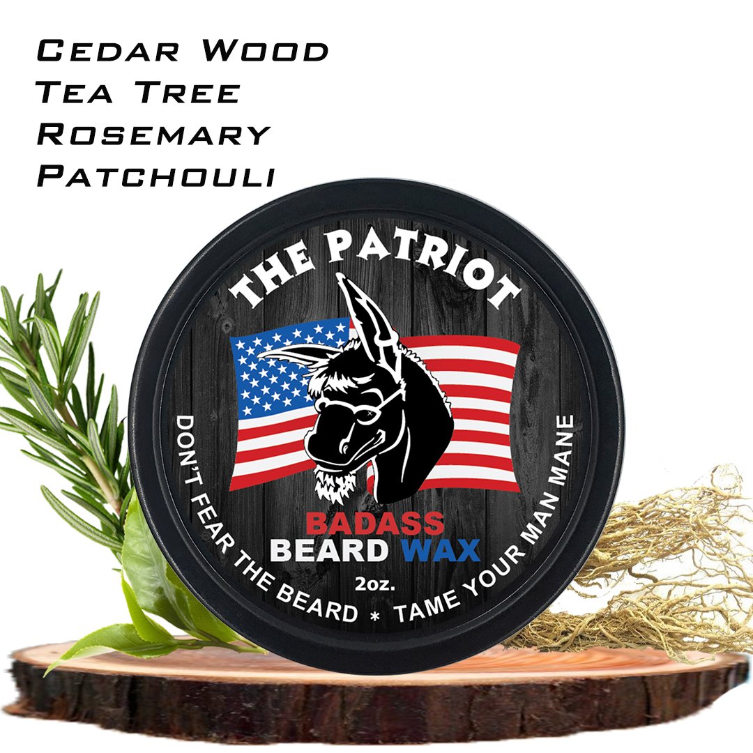Badass Beard Care Beard Wax For Men - The Patriot Scent, 2 Oz - Softens Beard Hair, Leaves Your Beard Looking And Feeling More D