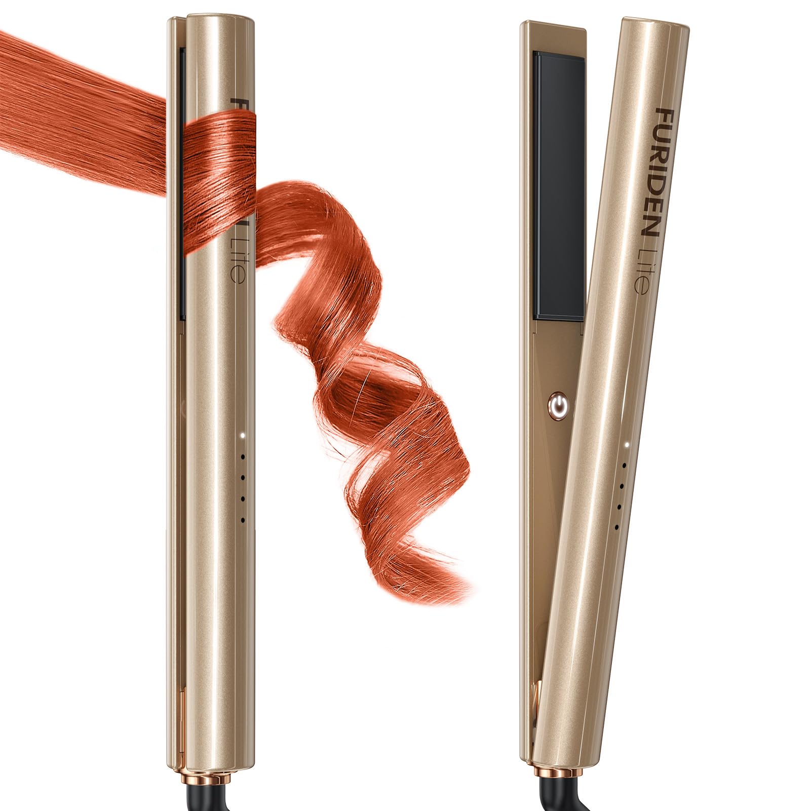 Furiden Hair curling Iron, Round Barral for Easy curls and No crease on Hair, Long Plates Hair curlers for Thick Hair