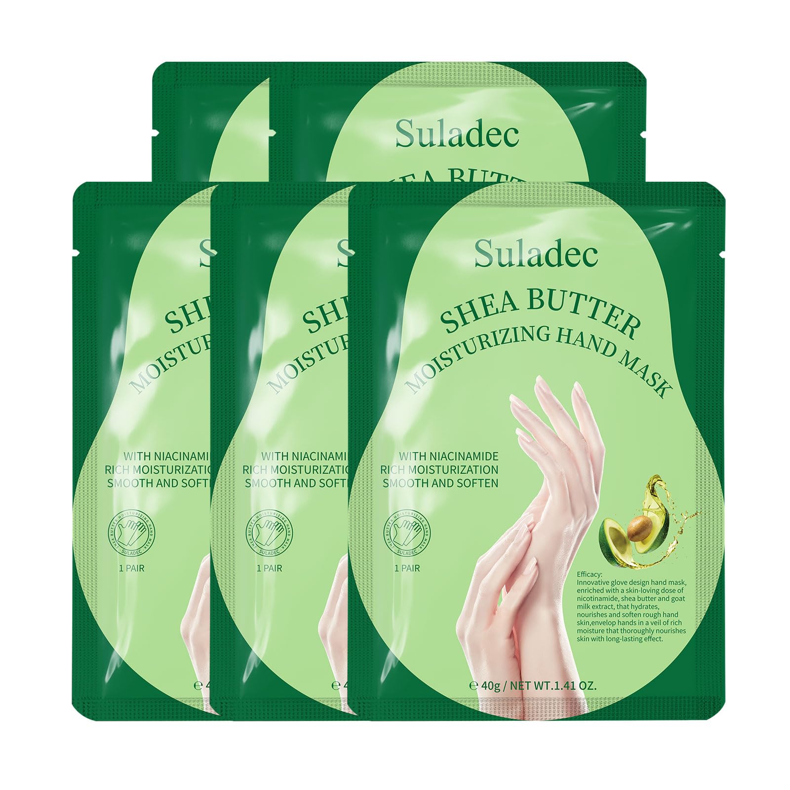 SULADEC Moisturizing Hand Mask with Shea Butter and Goat Milk, Hydrating Hand Masks for Dry Cracked Hands, Dry Skin Moisturizer 
