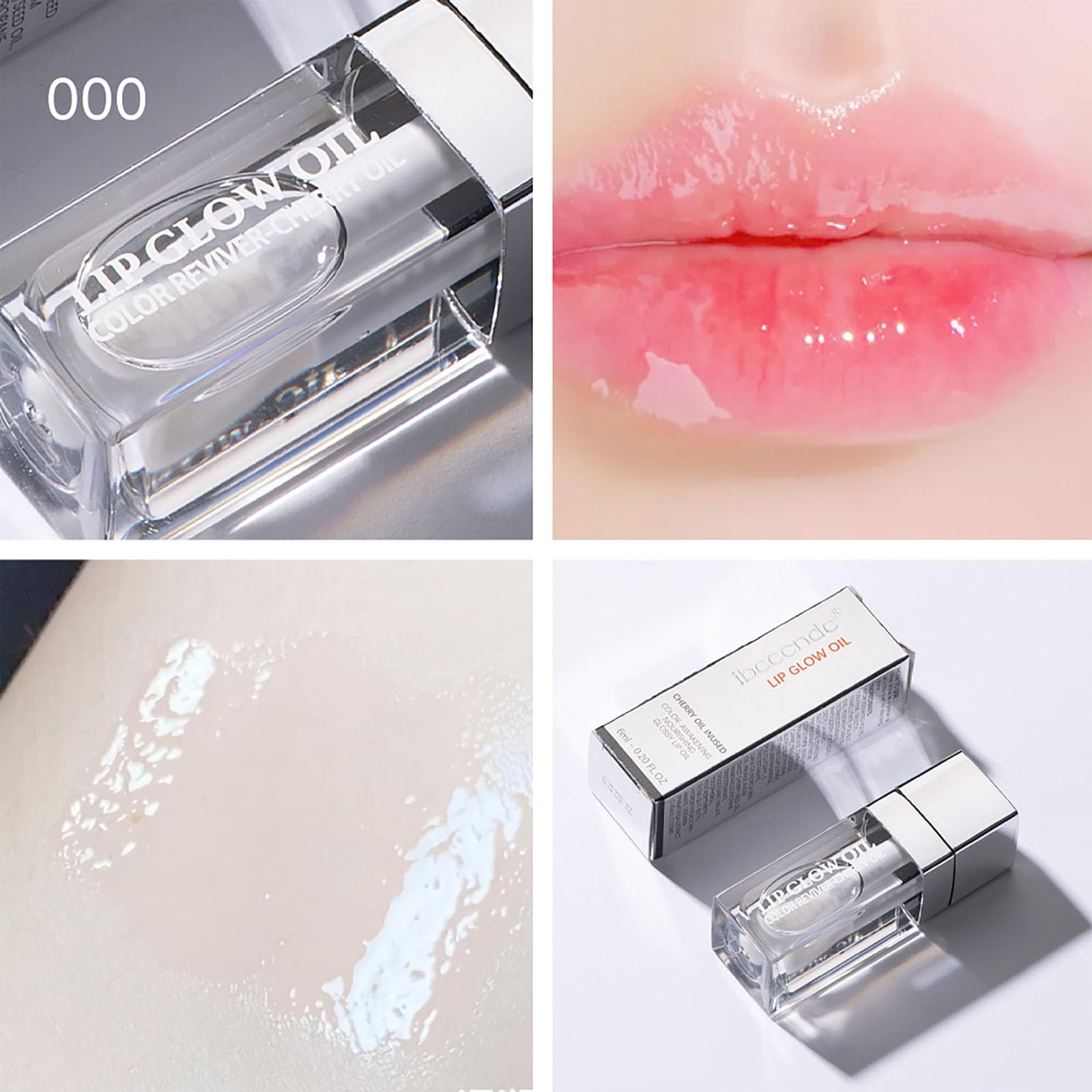 Hydrating Lip Glow Oil, Lip Oil Gloss Transparent Toot Tinted Nourishing Long Lasting Repairing Lightening Lip Lines (Clear) 0.2
