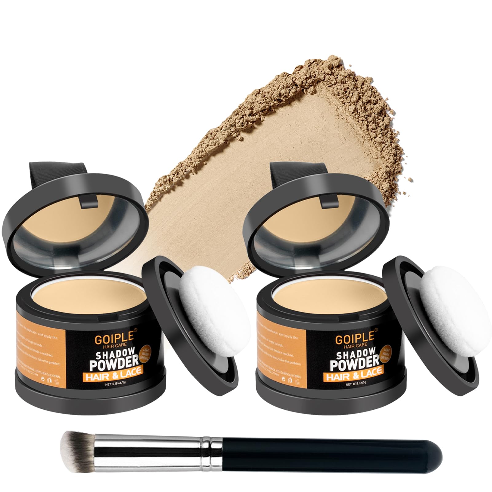 Lockmio Root Cover Up Powder for Women - 3Pcs Light Warm Brown Hair Fibers for Thinning Hair Shadow Powder, Hairline Powder for 