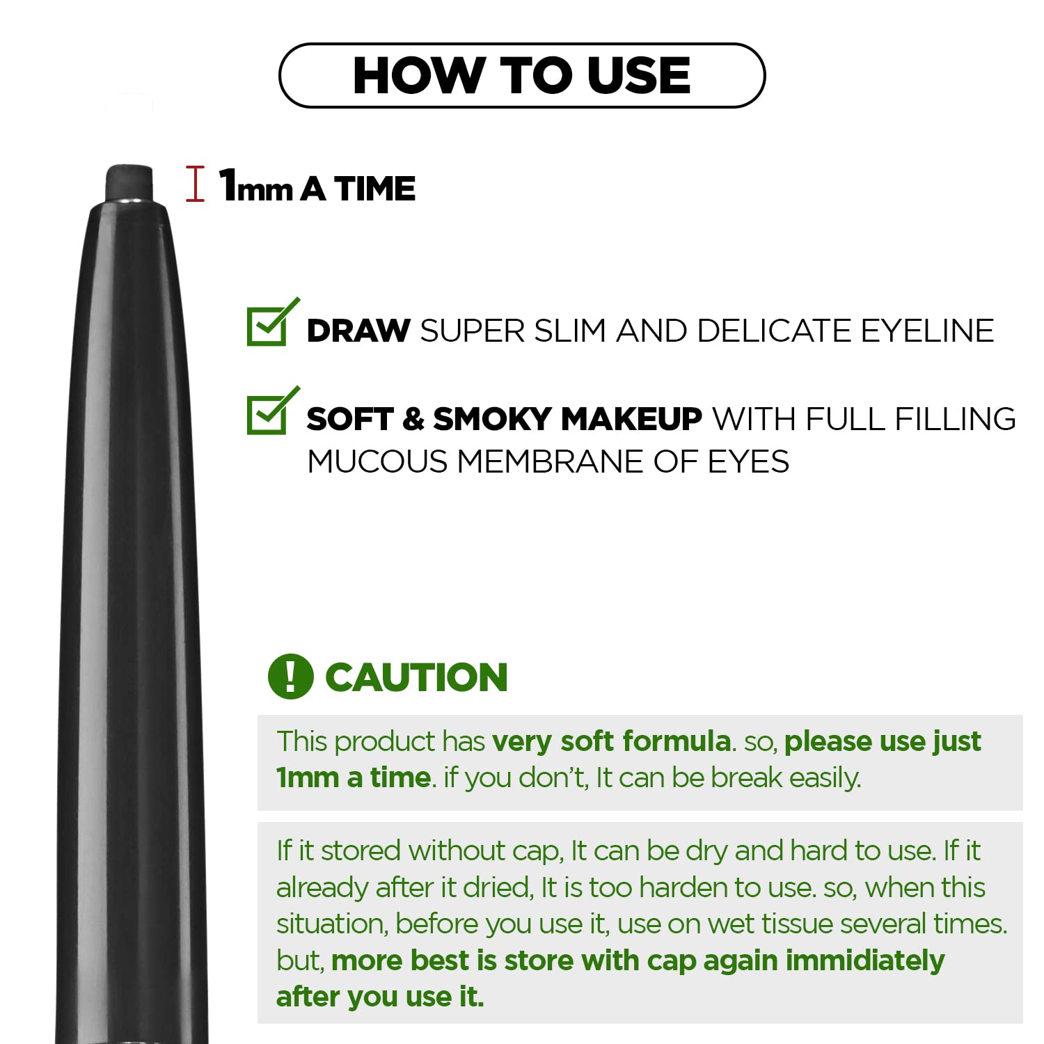 Thesaem Eco Soul Powerproof Super Slim Eyeliner - Smudge Proof Gel Eyeliner - Micro Precision Tip (2Mm) - Highly Pigmented & Lon