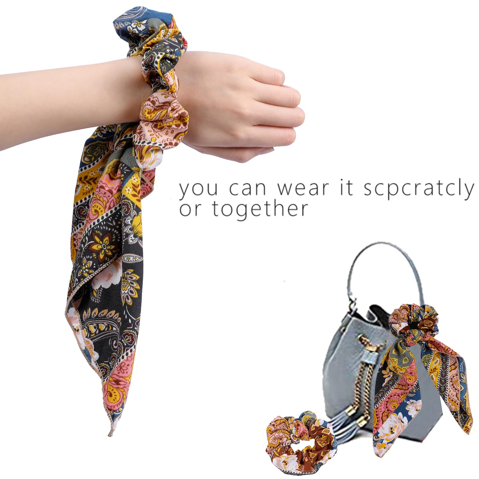 Cutewing Paisley Scrunchie Hair Accessories - Chiffon Hair Scarf Bandana, Scrunchies, Ribbons, Ponytail Holders, And Bow Scrunch