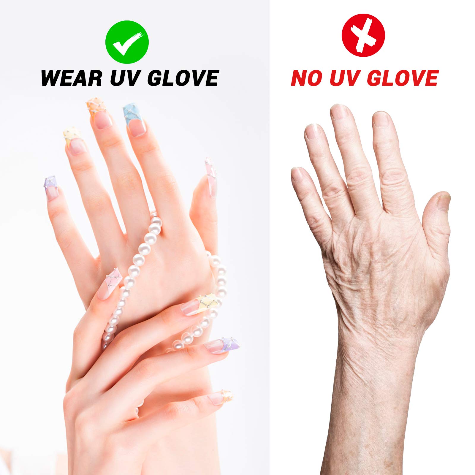 Melodysusie Anti Uv Gloves For Gel Nail Lamp, Professional Protection Gloves For Manicures, Purple Butterfly Uv Shield Gloves, N