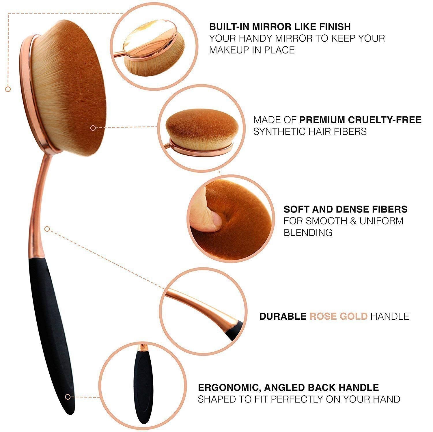 Yoseng Makeup Brushes Set 10Pcs Professional Oval Toothbrush Foundation Contour Powder Blush Conceler Eyeliner Blending Brush Ne