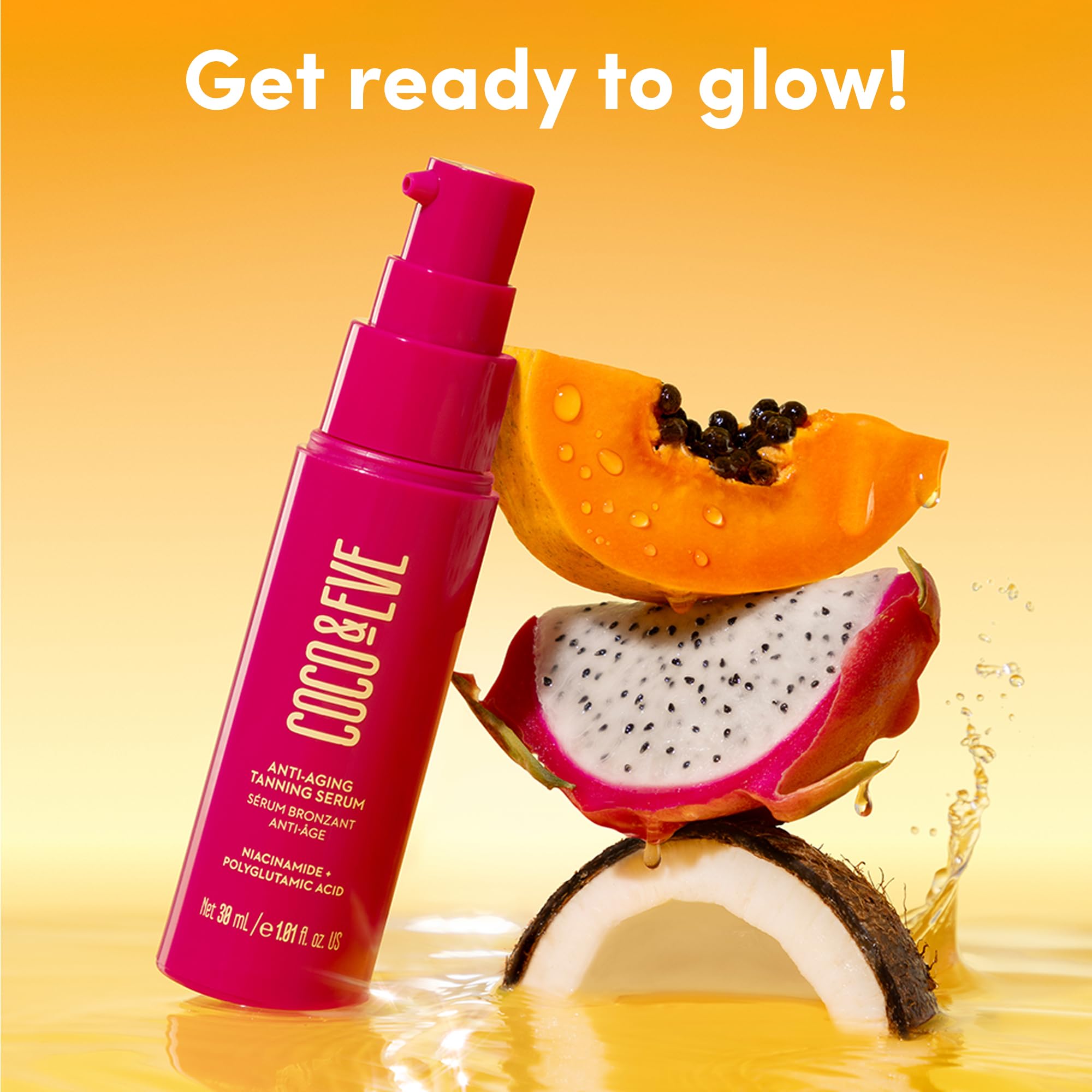 Coco & Eve Anti-Aging Tanning Serum - Face Tanner With Skincare Actives For Gradual, Hydrating Glow. Natural Self Tanning Bronze