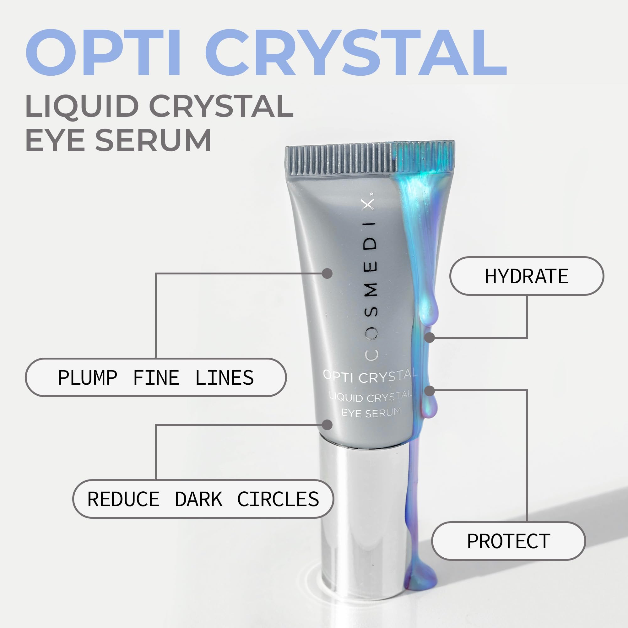 Cosmedix Under Eye Serum For Dark Circles & Puffiness, Opti Crystal - Lifting & Firming Liquid Serum For Fine Lines & Wrinkles -