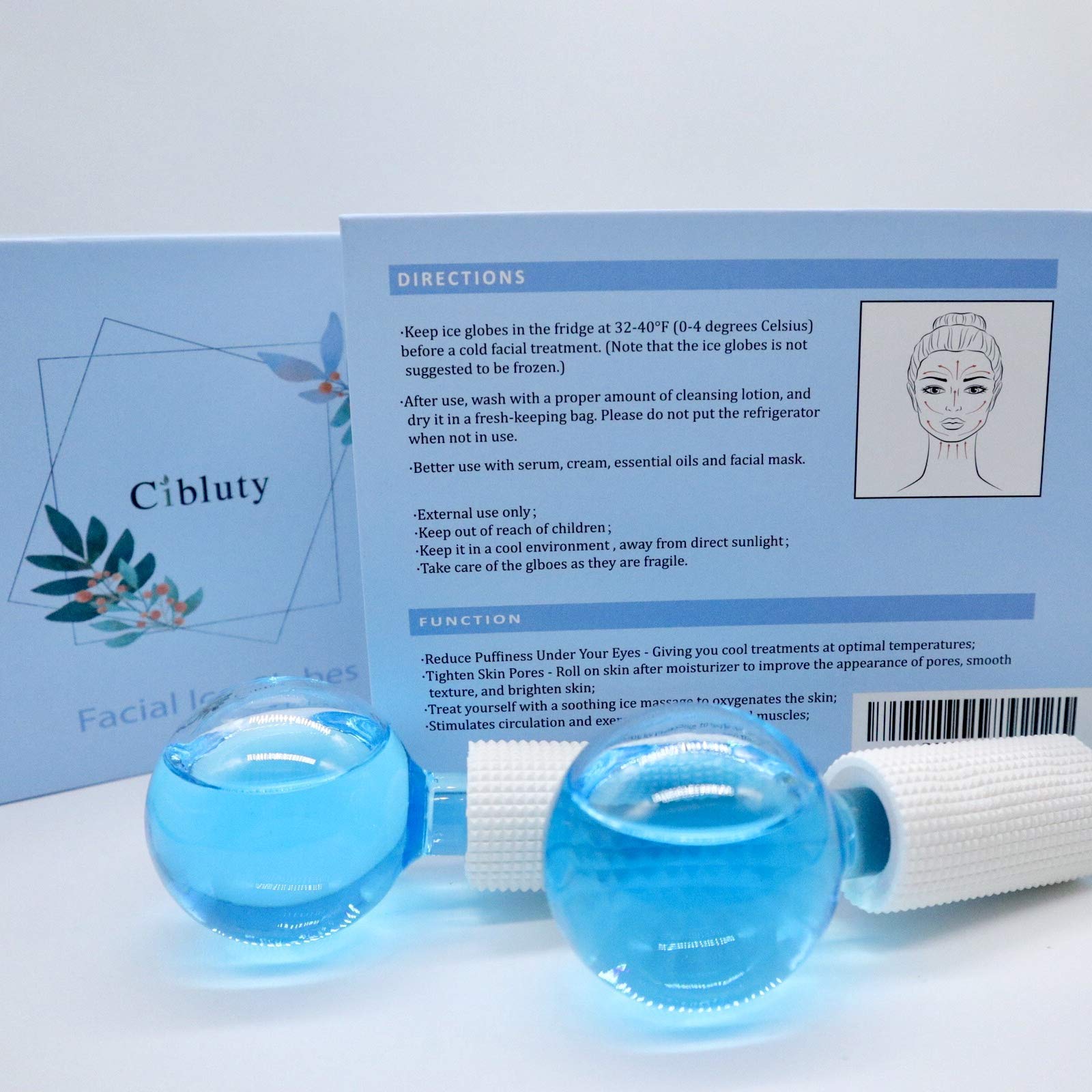 Cibluty Ice Globes For Facial, 2 Pcs Facial Globes For Massage Tool, Facial Roller Cold Skin Massagers, Tighten Skin, Reduce Puf
