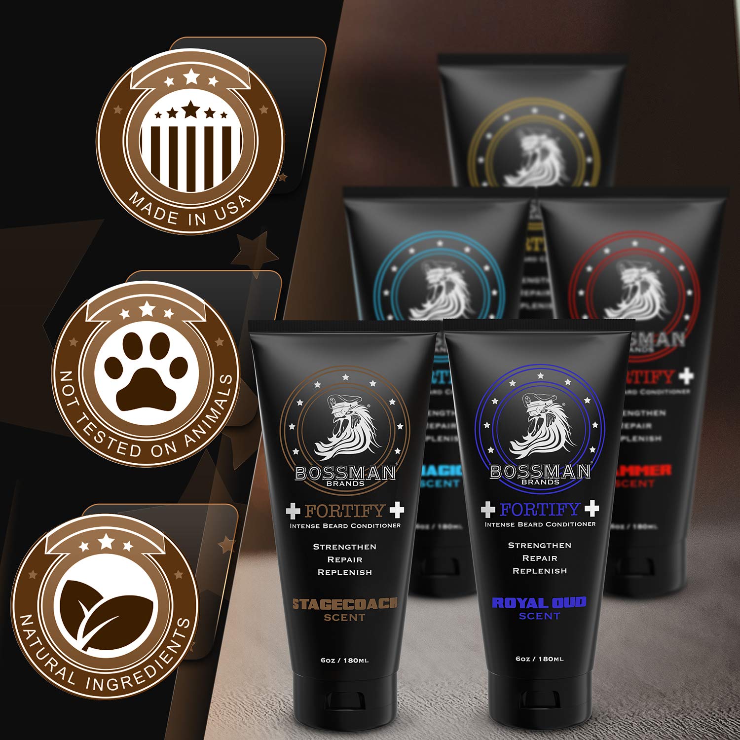 Bossman Beard Conditioner Variety Pack - Softener And Moisturizer Beard Grooming Care Kit For Men - Beard Cream And Lotion - Mad
