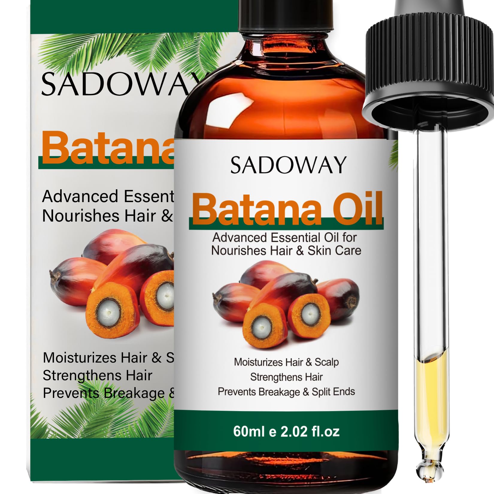 SADOWAY Batana Oil for Hair Growth: Natural Pure Batana Oil Prevent Hair Loss Split Ends Elimination Repair Damaged Dry Permed H