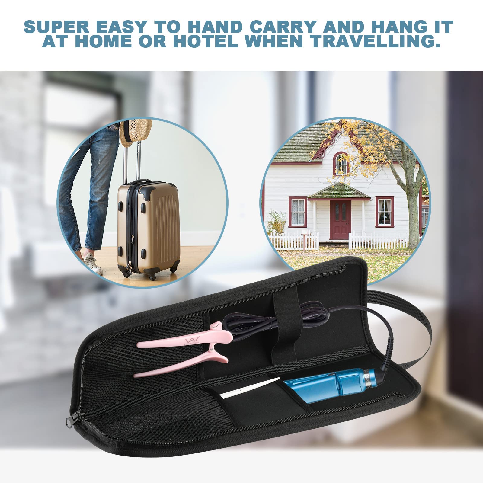 Beautyflier Premium Universal Flat Iron Holder Tavel Bag, Heat-Resistant Canvas Travel Tote Bag for Hair Straighteners, Ideal fo