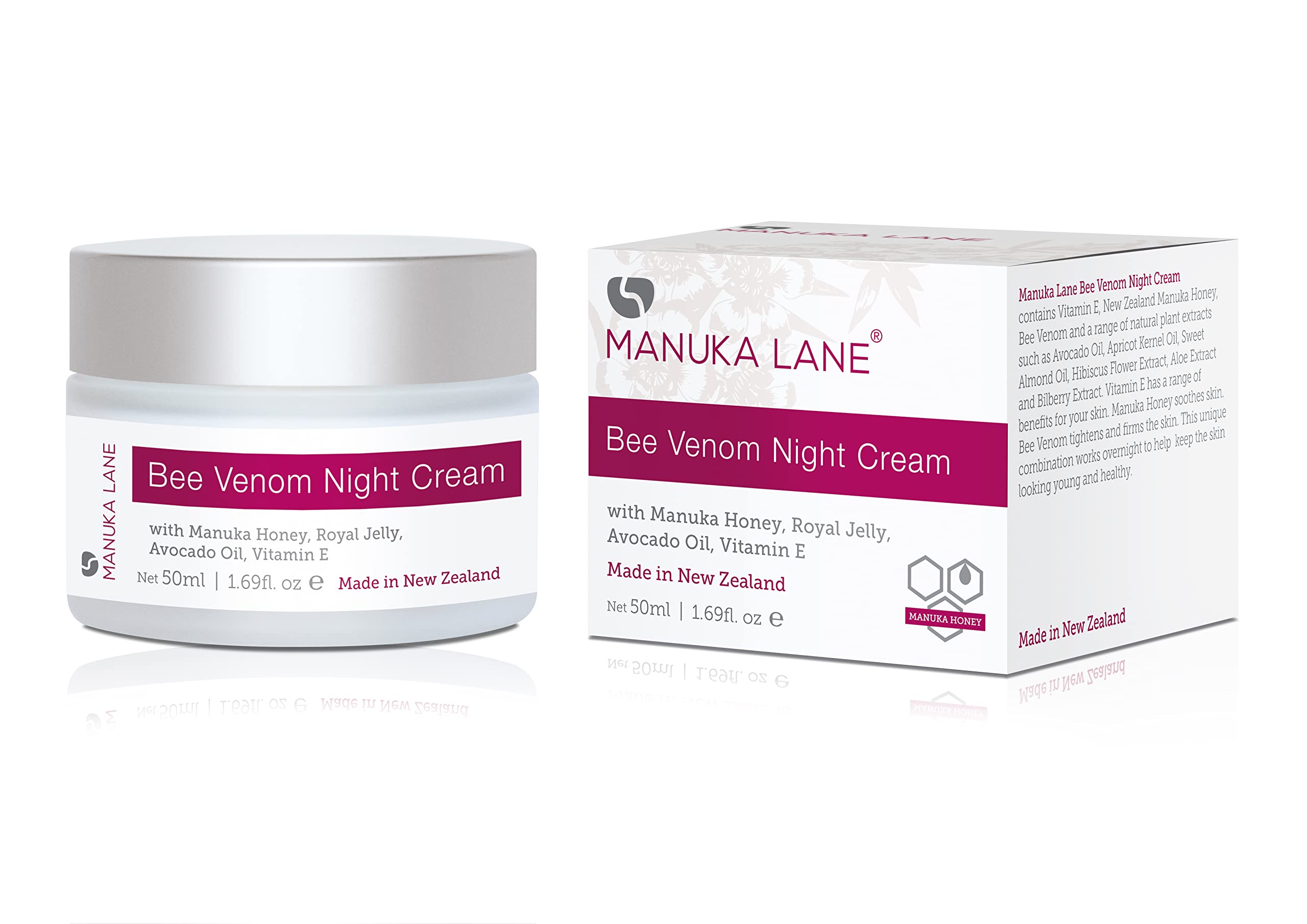 Manuka Lane Bee Venom Night Cream For Face And Neck With Sweet Almond Oil, Kernel Oil, Plant Extracts & Vitamin E | Plant Based