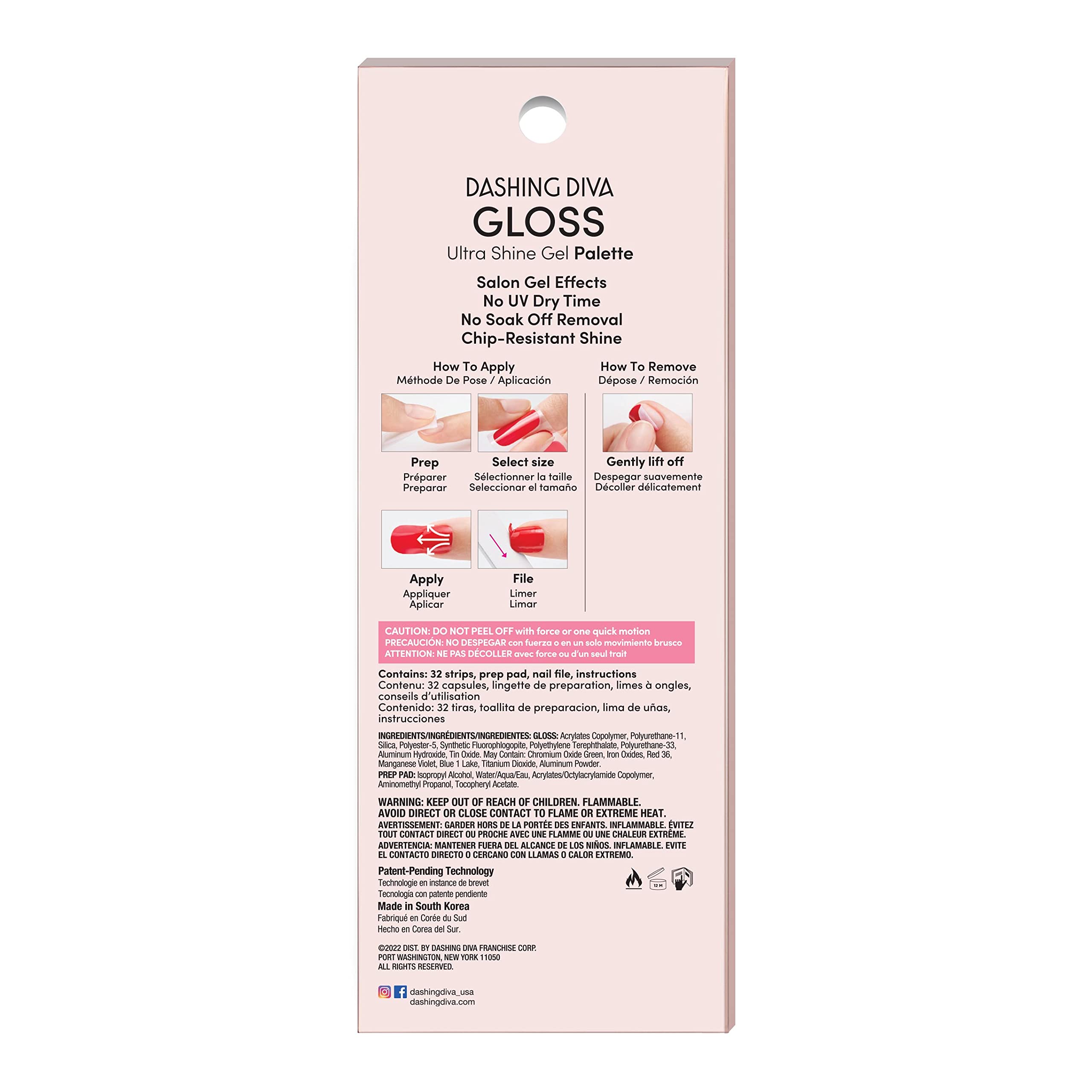 Dashing Diva Gloss Nail Strips - Gleam Queen | Uv Free, Chip Resistant, Long Lasting Gel Nail Stickers | Contains 32 Nail Wraps,