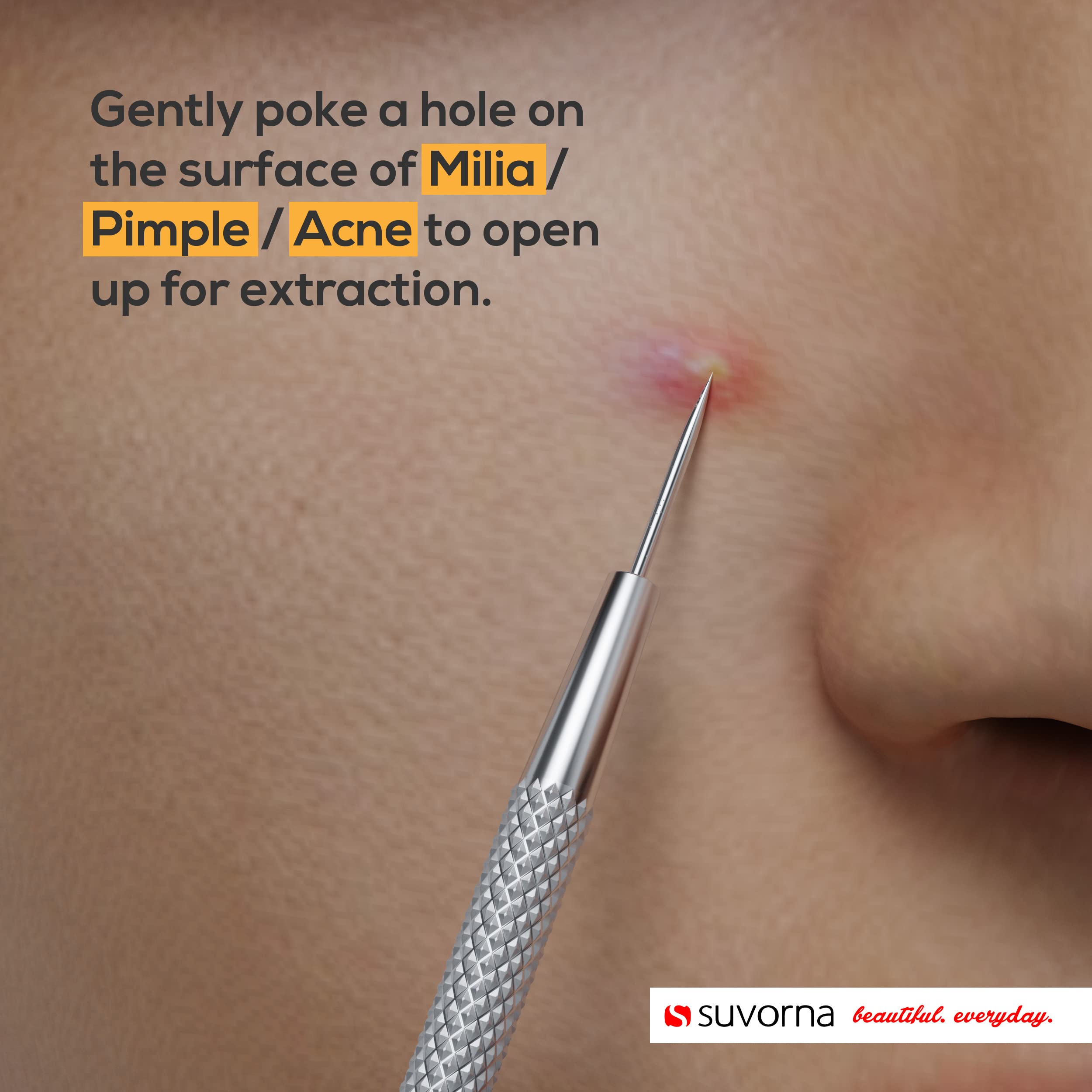 Suvorna Skinpal Milia Remover Tool, Pimple Popper, Extractor For Pimple, Blackhead, Whitehead, Comedone, Acne, Zit, Blemish, Cys