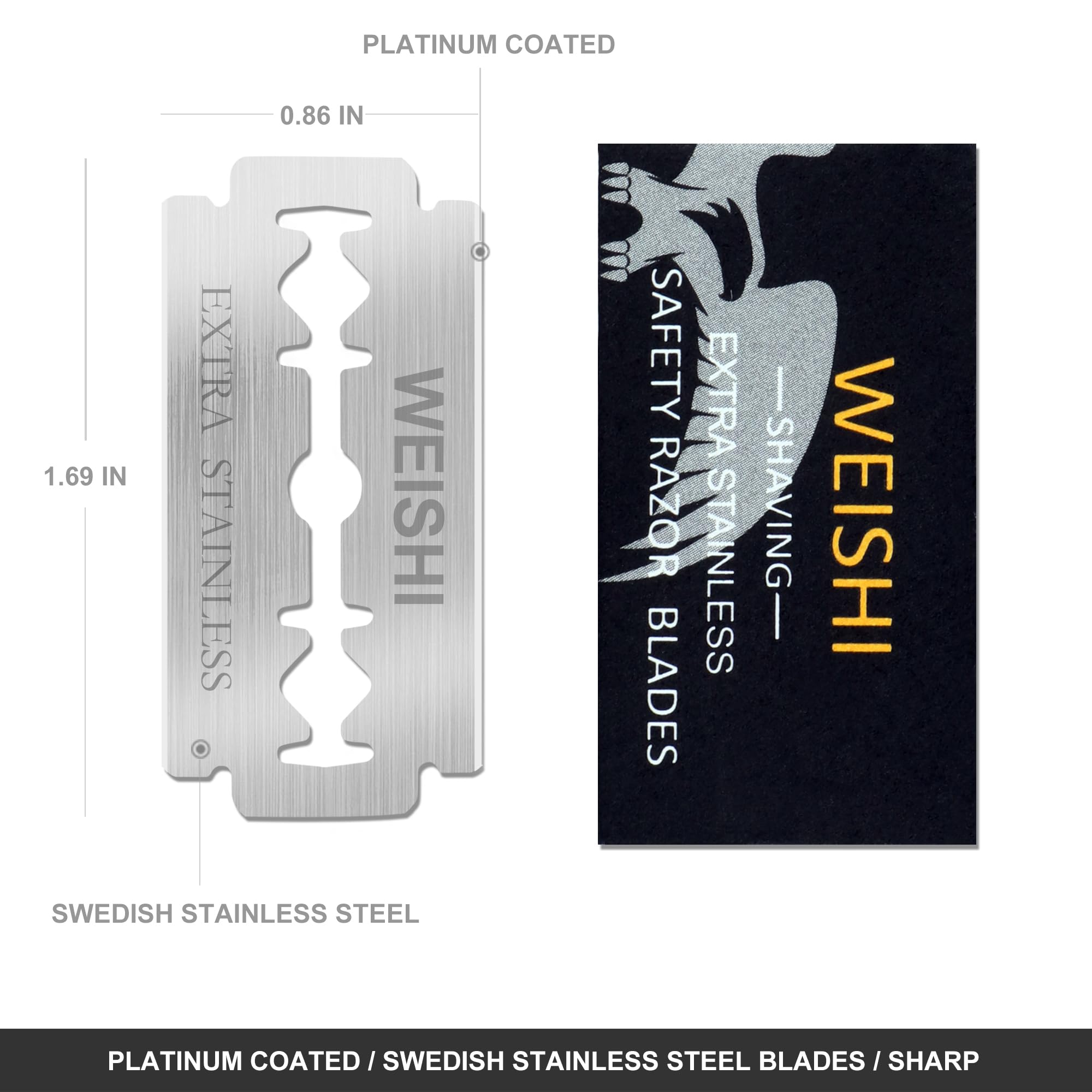 Weishi 50 Count Double Edge Safety Razor Extra Stainless Blades