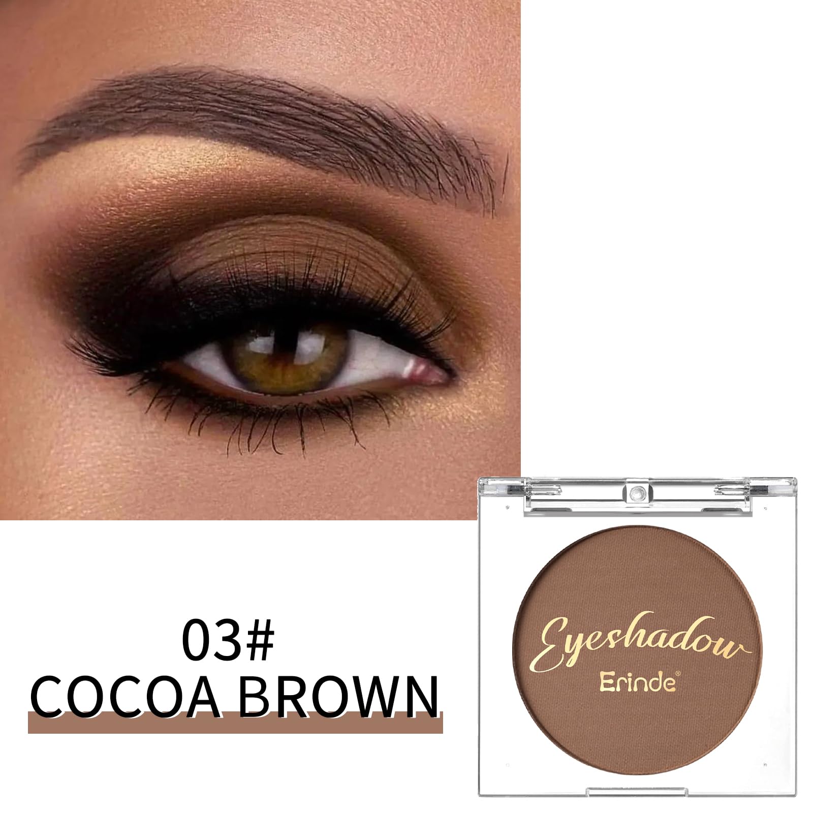 Erinde Single Brown Matte Eyeshadow Palette, Velvet Eye Shadow Compact Powder Natural Makeup, Long-Lasting Eye Makeup, Ultra-Ble