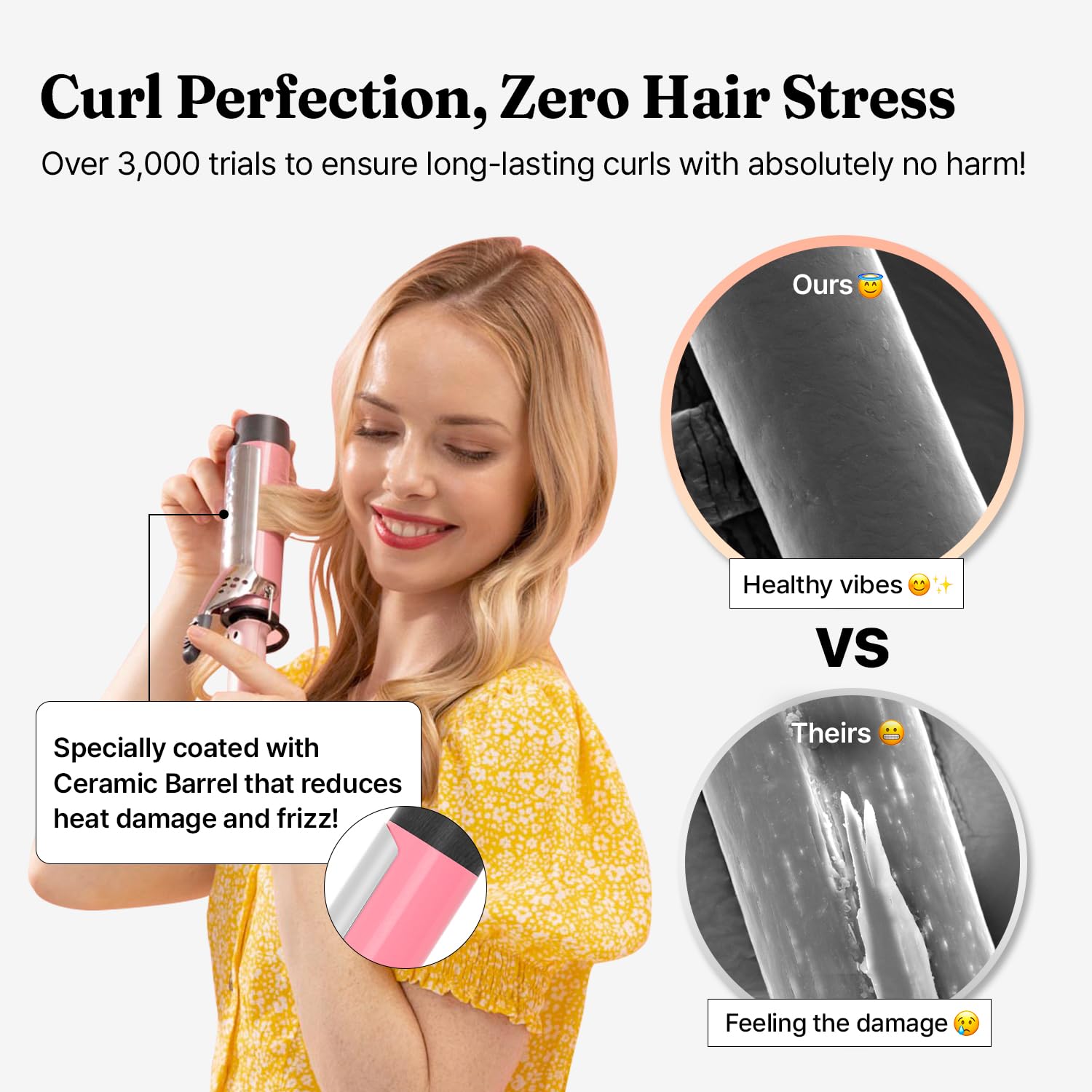 Vodana Professional Glamwave Ceramic Curling Iron, Long-Lasting Natural Curls, Instant Heat, Hair Curler, Curling Wand, Availabl