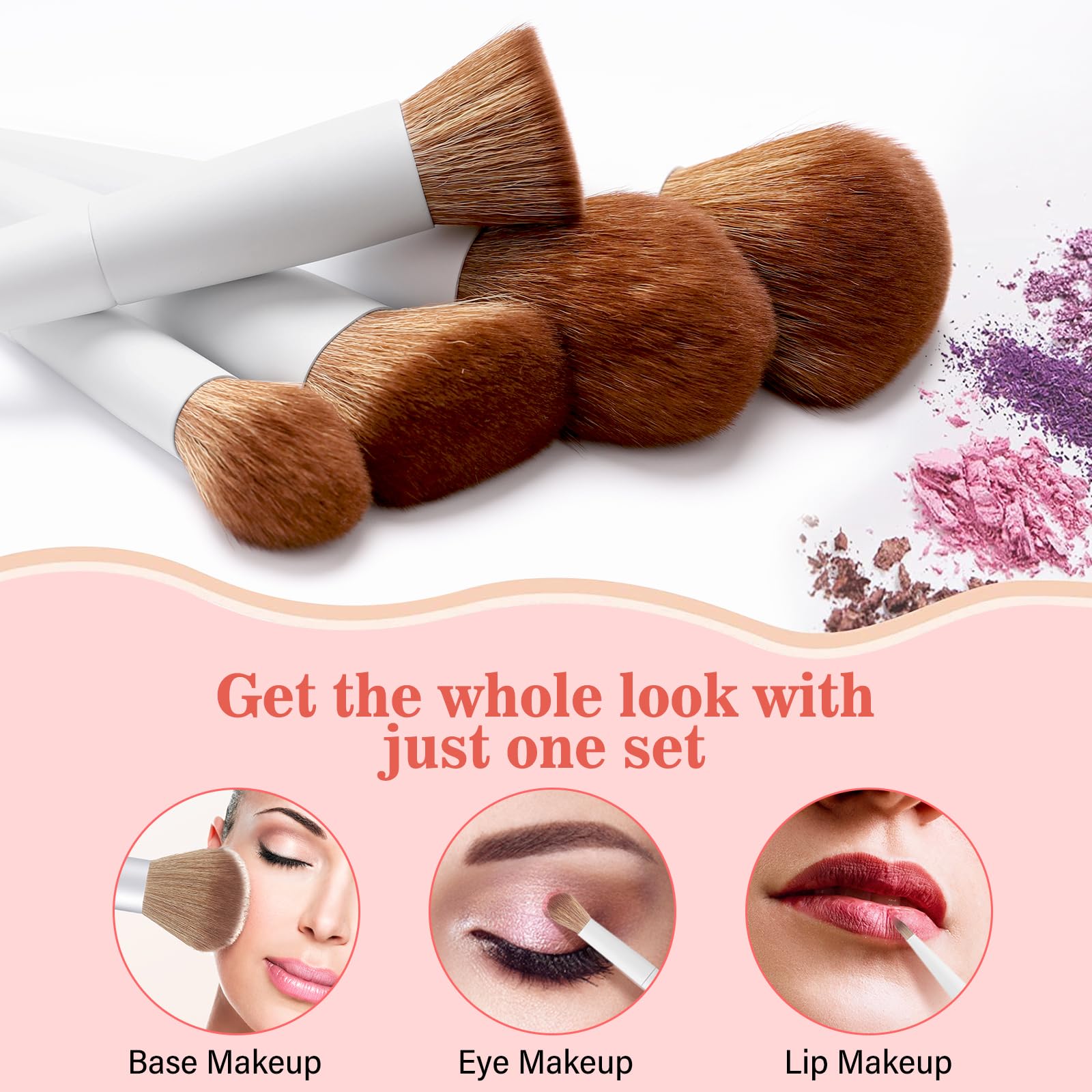 Professional 20Pcs Makeup Brush Set, Luxbru With Foundation Eyebrow Blending Concealer Blush Eyeshadow Contour Powder Brush, Bru