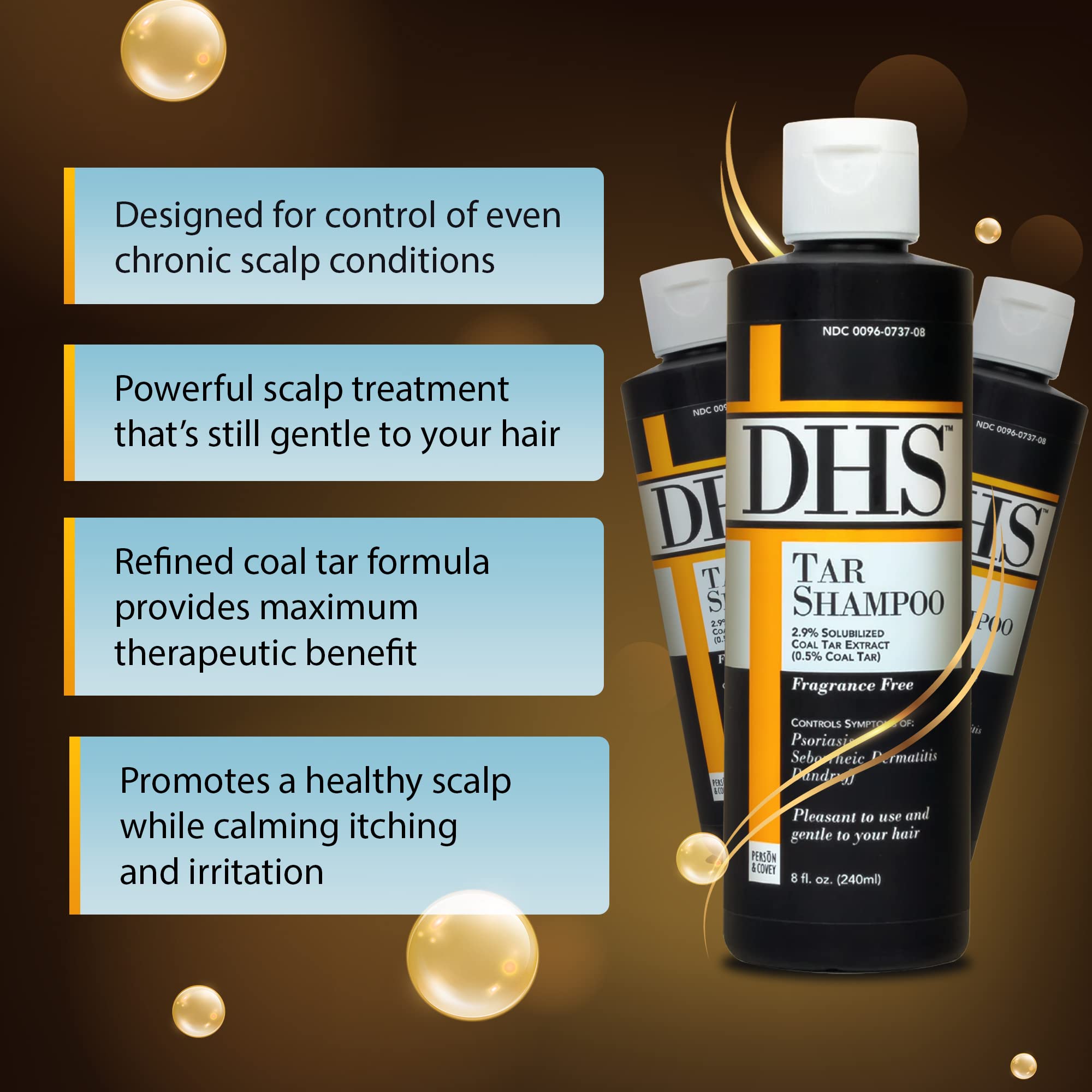 Dhs Person & Covey, Inc Coal Tar Shampoo - Anti Dandruff Shampoo For Men & Women, Psoriasis Shampoo & Dandruff Hair Care For Itc