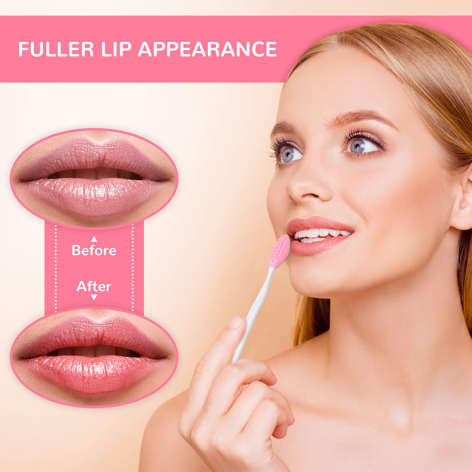 24 Pcs Silicone Exfoliating Lip Brush with Container, Double Sided Silicone Lip Scrubber Soft Cleaning Lip Brush Face Cleaning A