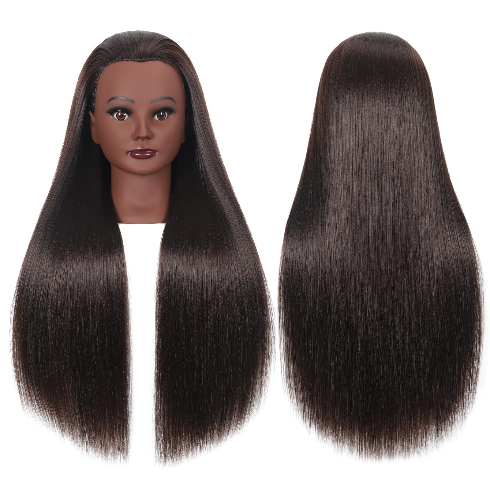 WeiRan 26''-28'' Mannequin Head Styling Head 50% Human Hair Cosmetology Manikin Doll Training Head for Hairdresser Practice Brai