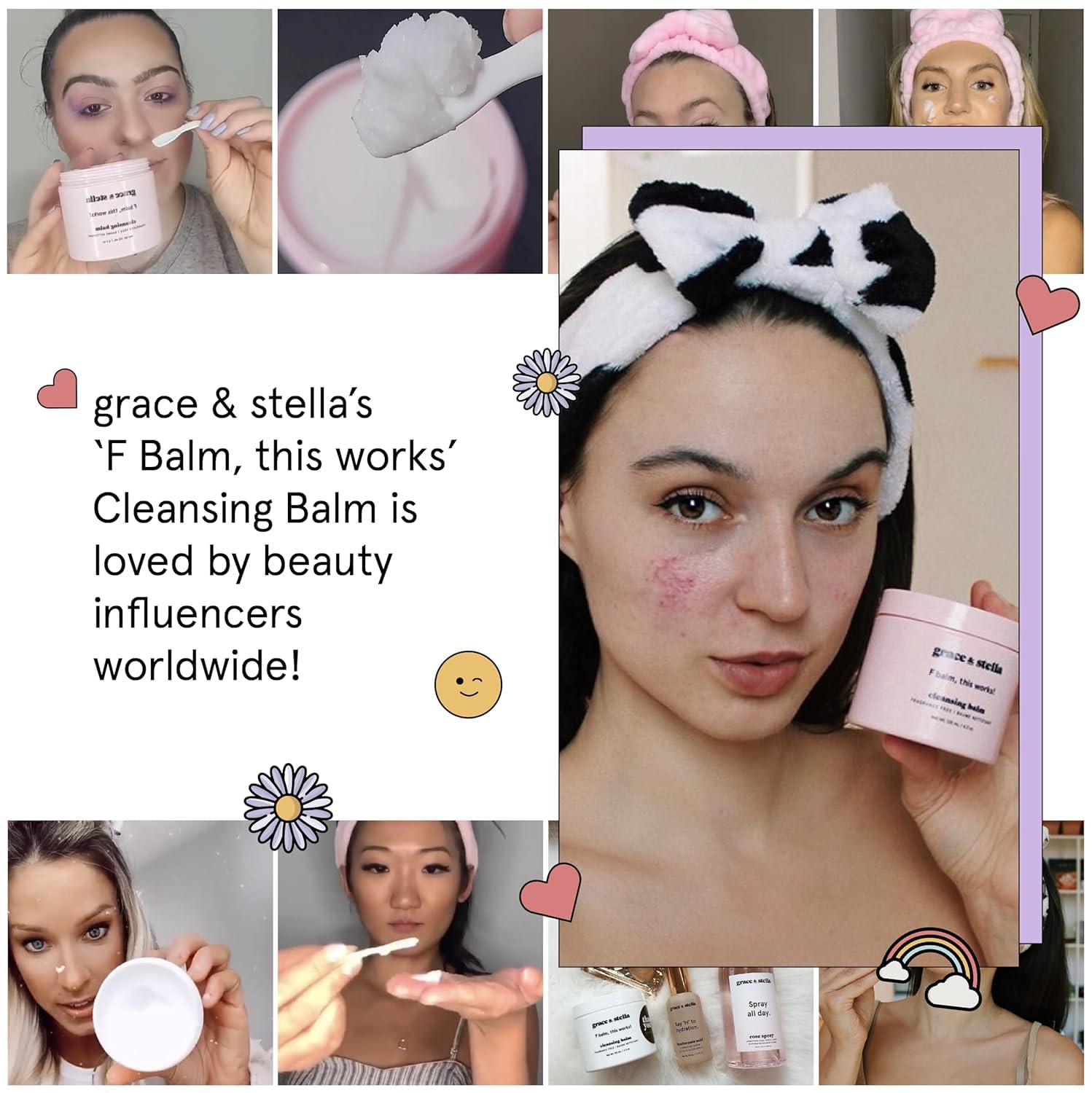 Grace & Stella Makeup Remover Cleansing Balm - Hydrating Facial Cleanser With Vitamin E For Soft, Nourished Skin - Melt Stubborn