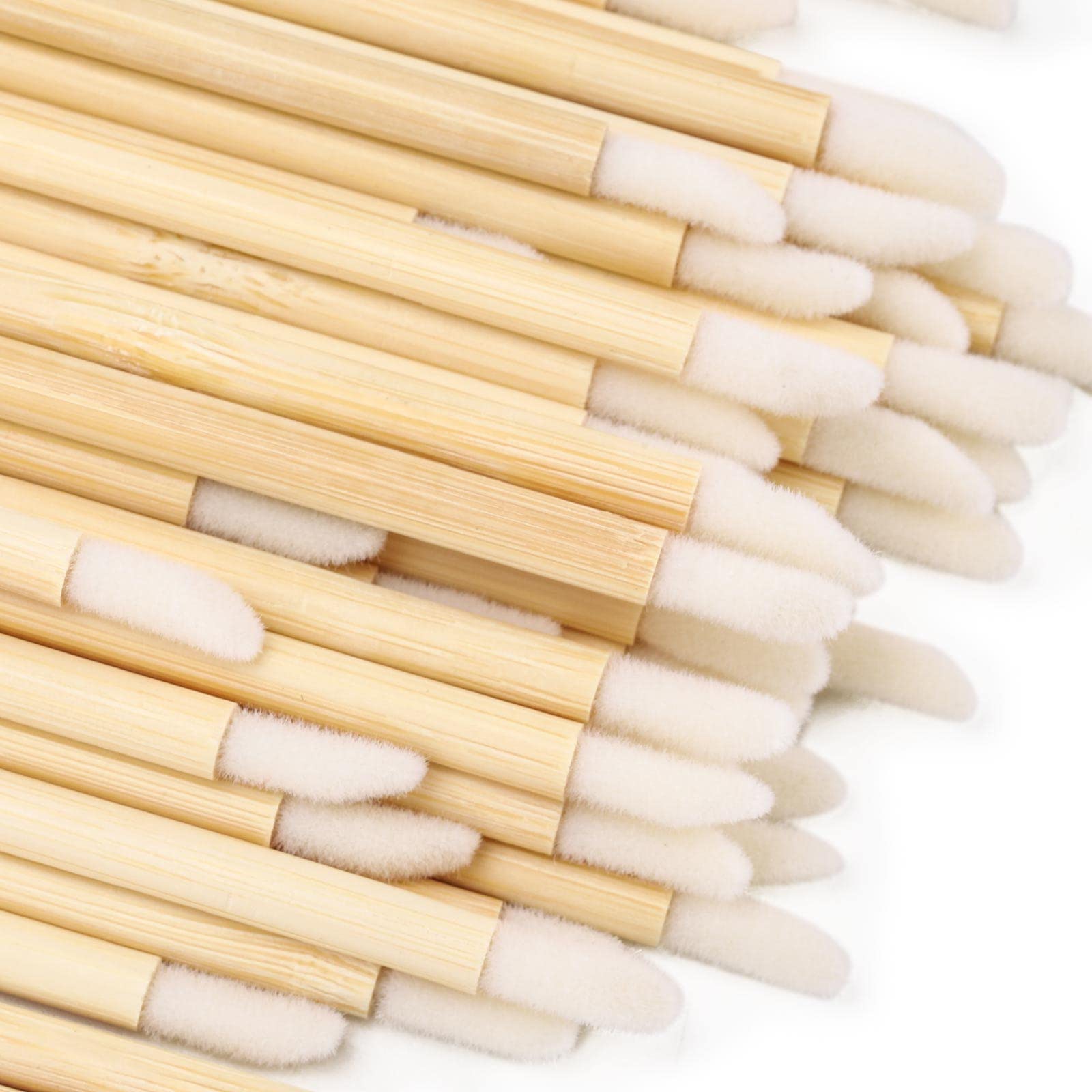 100Pcs Disposable Bamboo Handle Lip Brushes Lipstick Lip Gloss Wands Applicator Makeup Tool