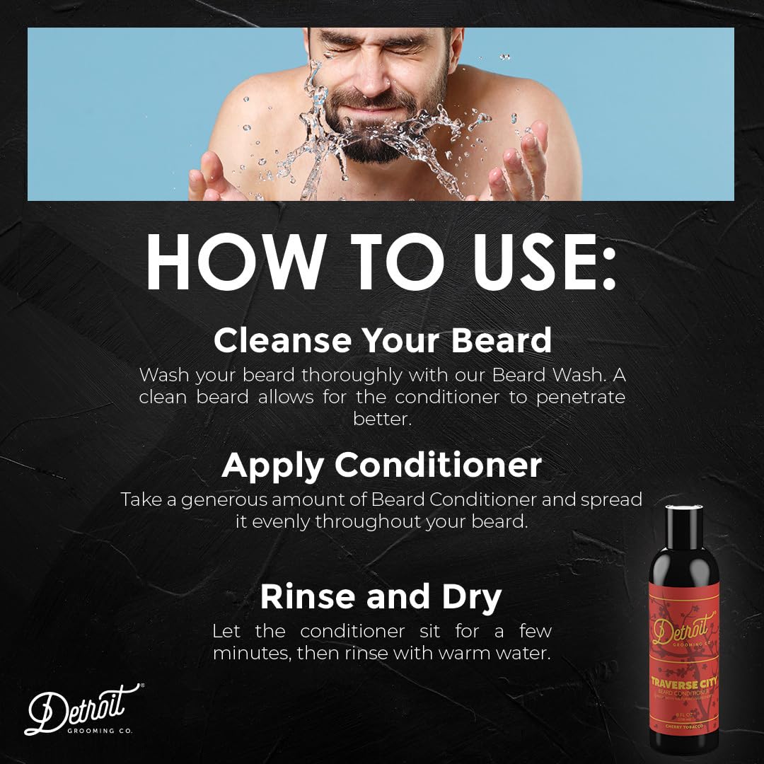 Detroit Grooming Co. Beard Conditioner For Men With Argan Oil & Cocoa Seed Butter - Softener, Detangler, Hydrating Conditioner &