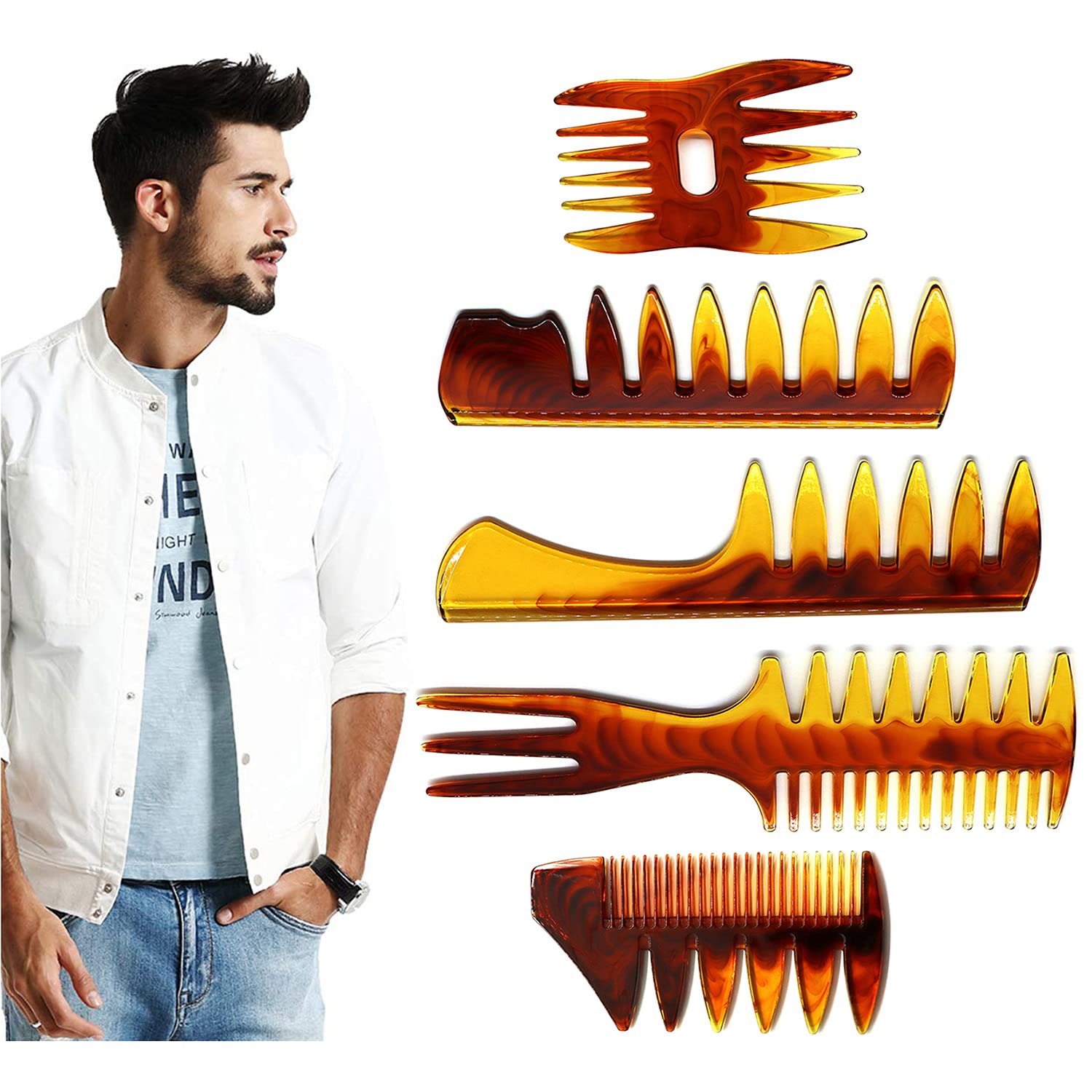 Styling Hair Comb Set Salon Barber Hairstylist Texture Comb 5 Pack Professional Hair Brush Retro Hairdressing Hair Care Style Ac