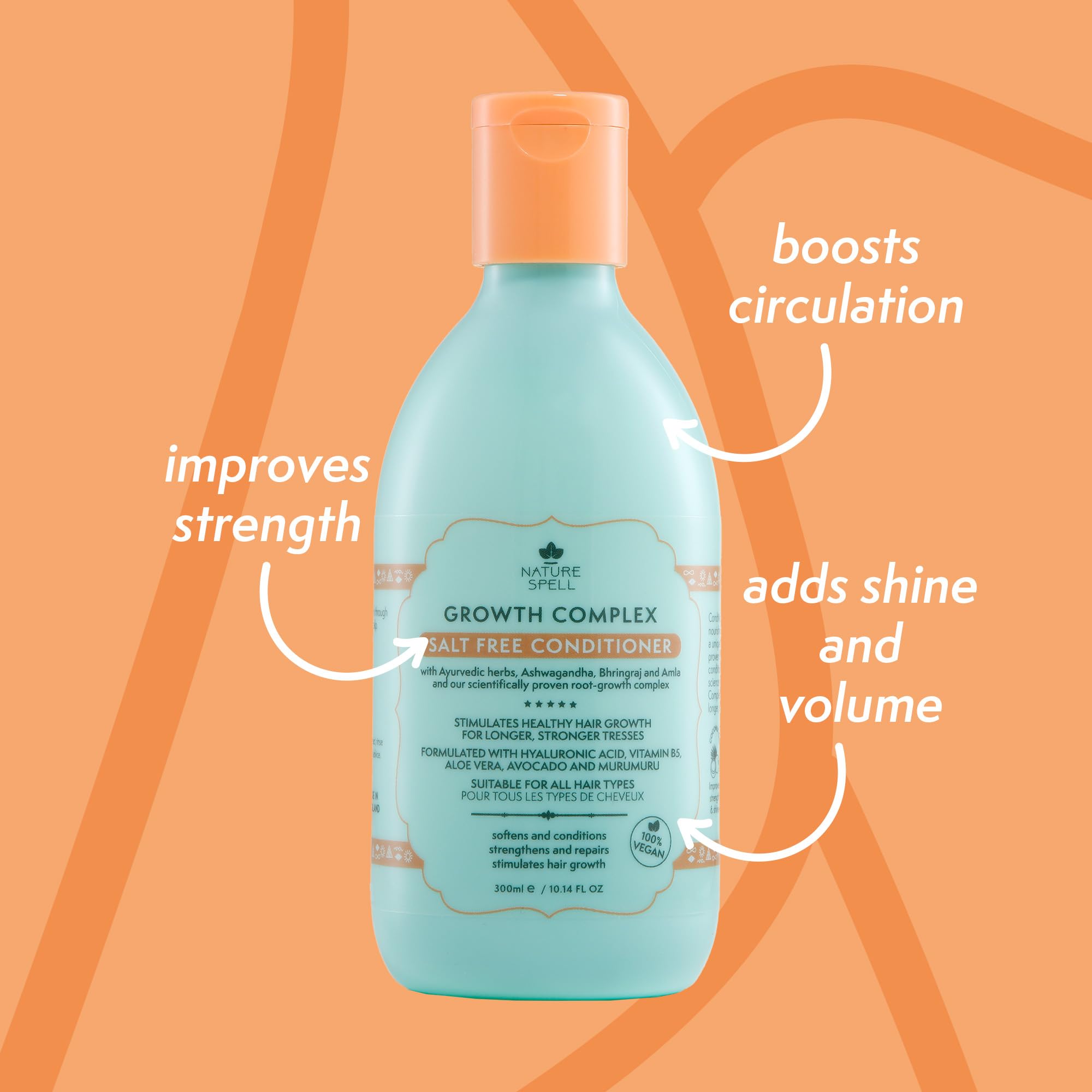Nature Spell Hair Conditioner For Hair Growth, Infused With Ayurvedic Herbs, Vegan & Sulphate-Free, Suitable For All Hair Types,