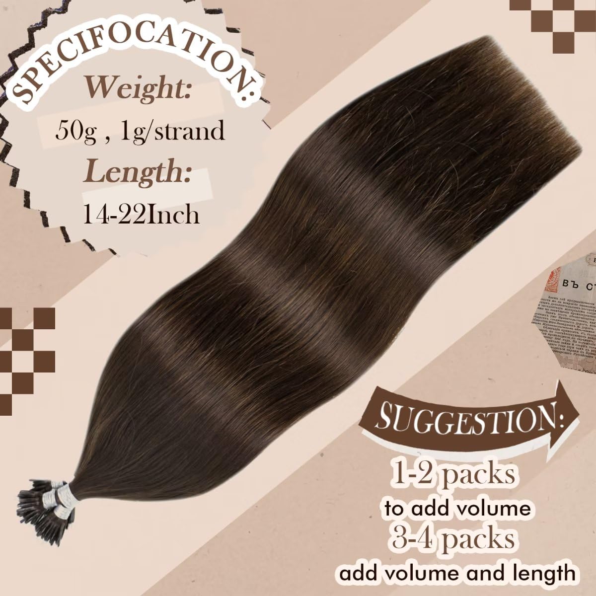 Hetto Nano Beads Human Hair Extensions #4 Dark Brown Nano Link Extensions Human Hair 18 Inch Straight Nano Ring Hair Extensions