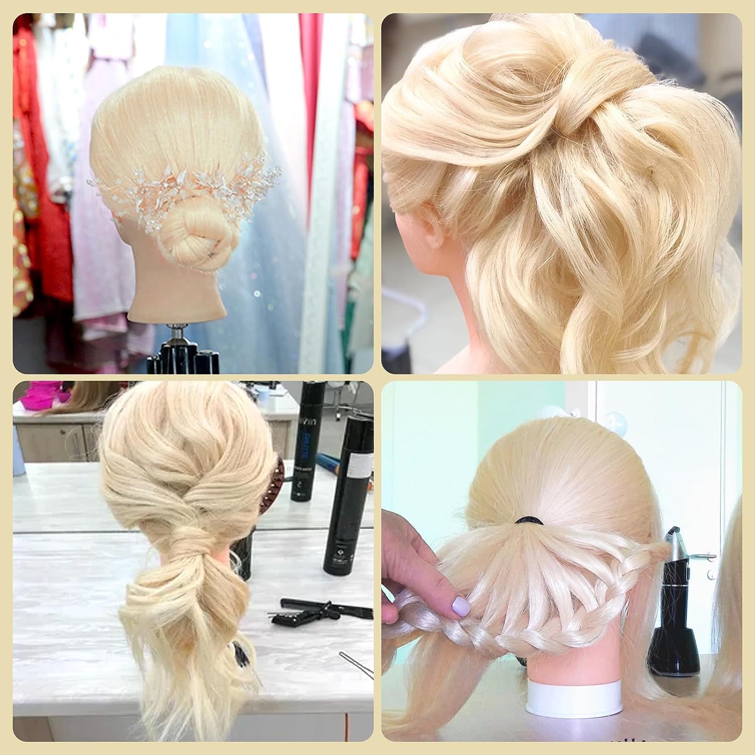 Zomoi 26''-28''Mannequin Head With 80% Real Hair,Cosmetology Mannequin Trainning Head Hairdresser Pratice Doll Head For Hair Sty